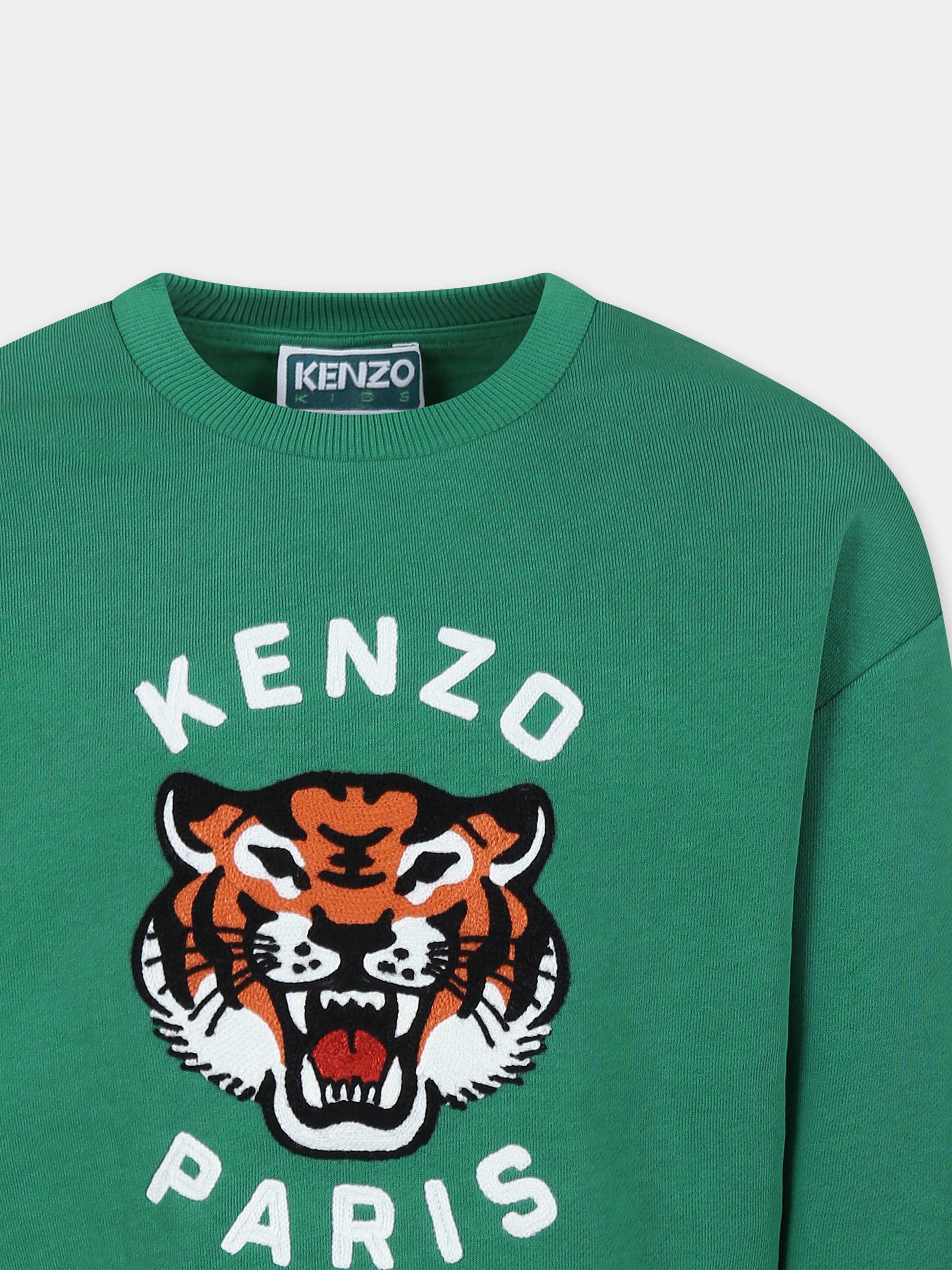 Felpa verde per bambino con tigre,Kenzo Kids,K60581 719