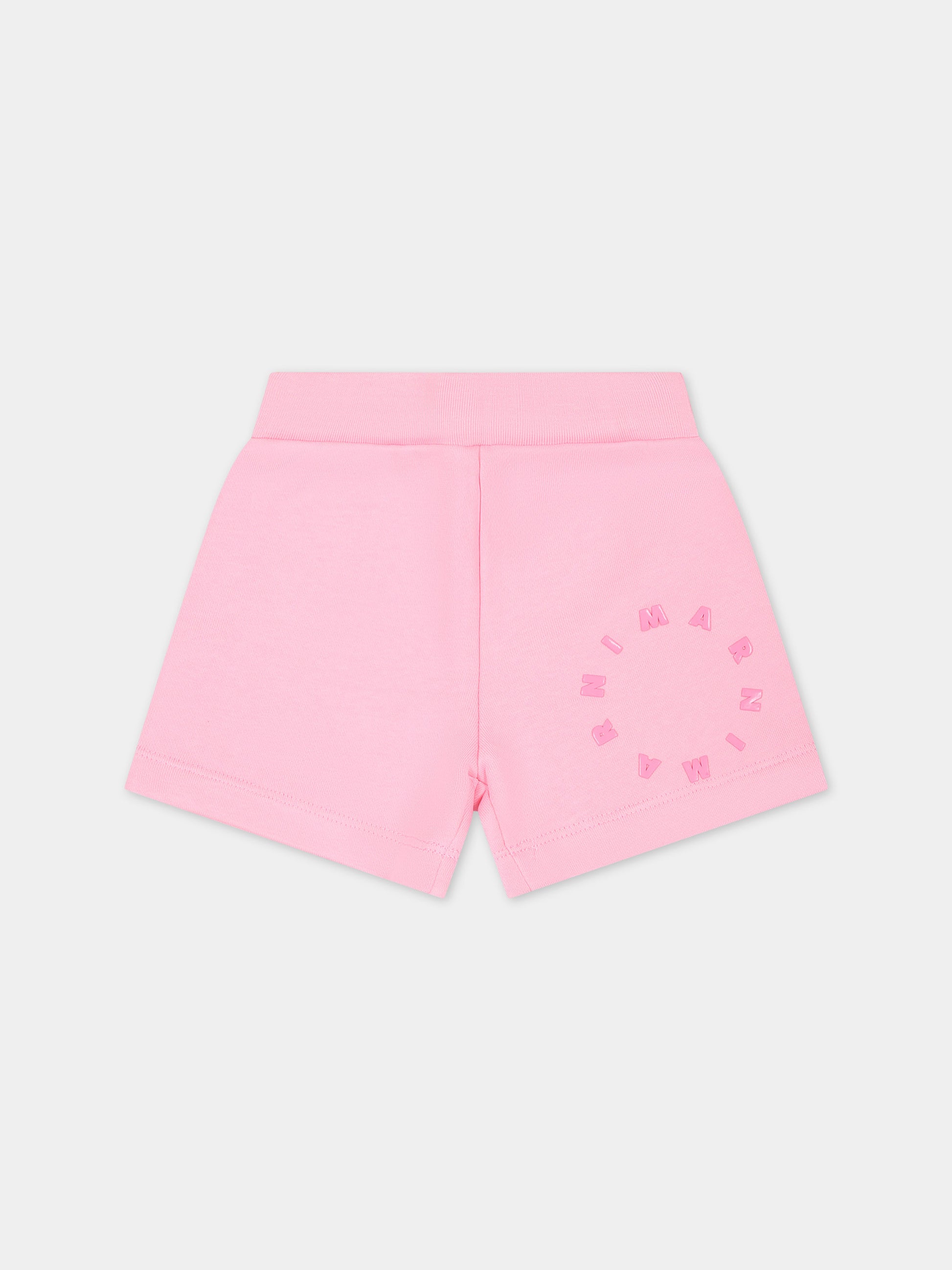 Shorts rosa per neonata con logo,Marni Kids,M01136 M00NF MP58B 0M340