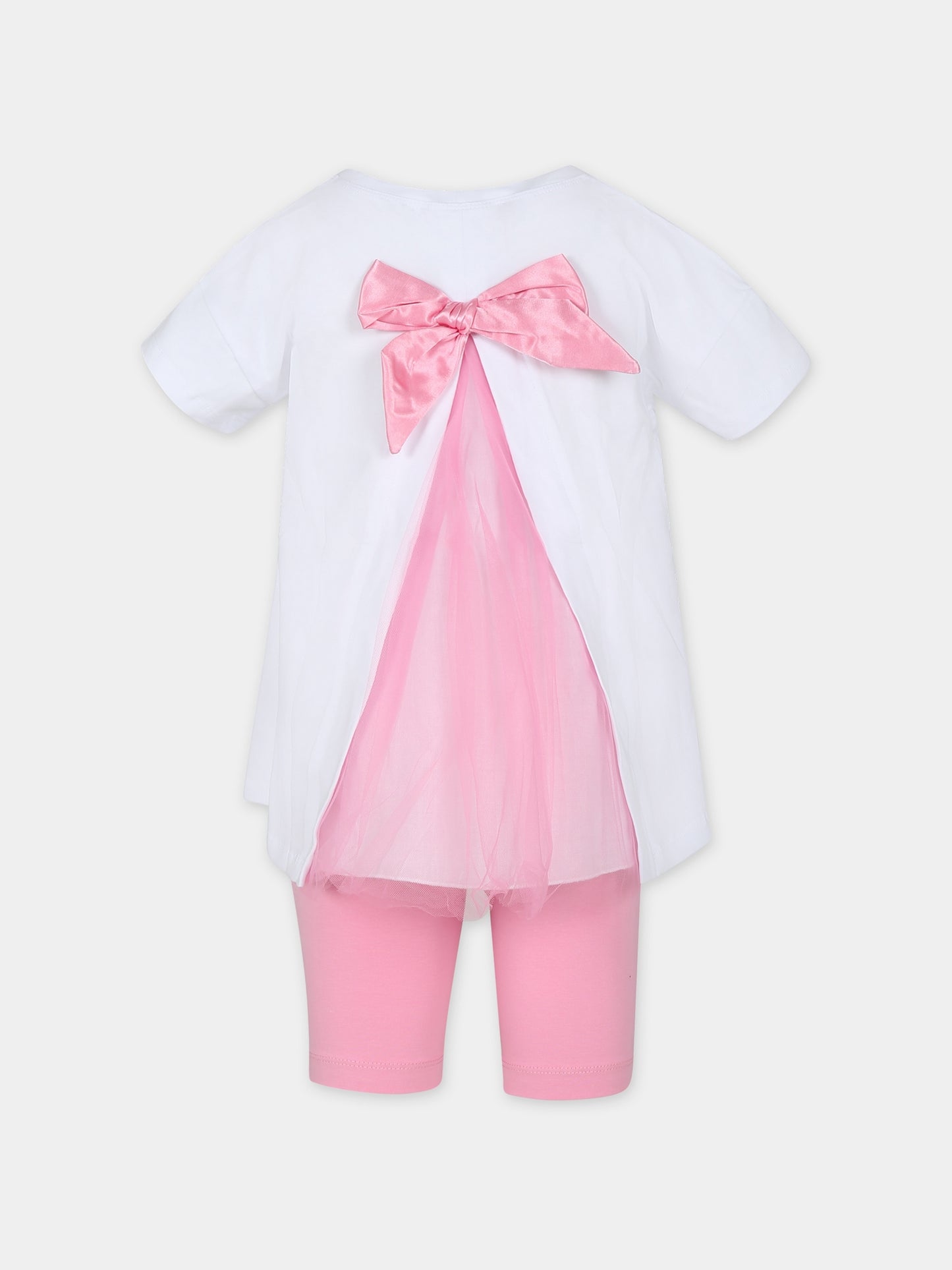 Completo bianco per bambina con stampa Barbie e strass,Monnalisa,19C500 3011 9993