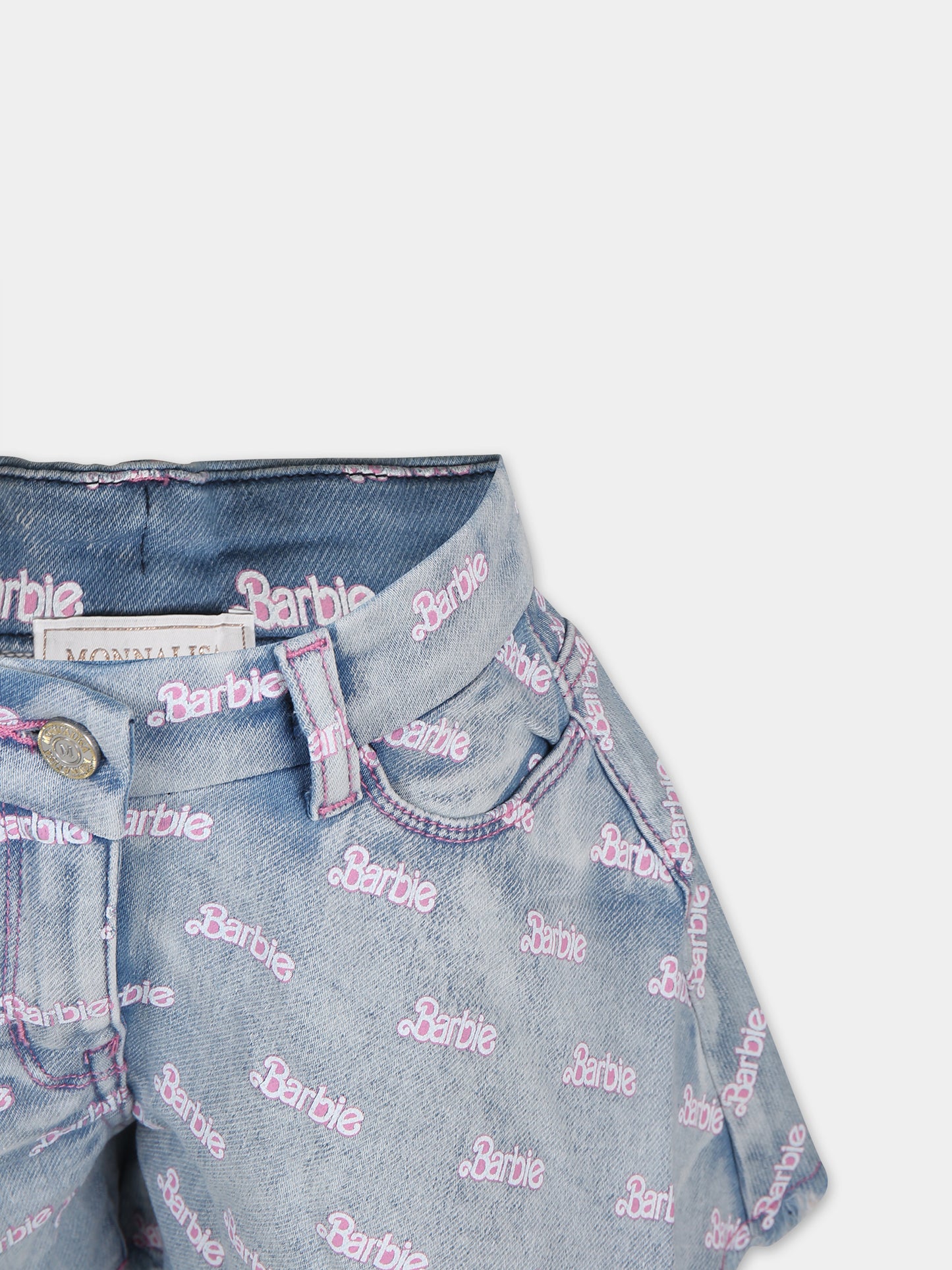 Shorts blu per bambina con scritta all-over,Monnalisa,19C436 3050 0062