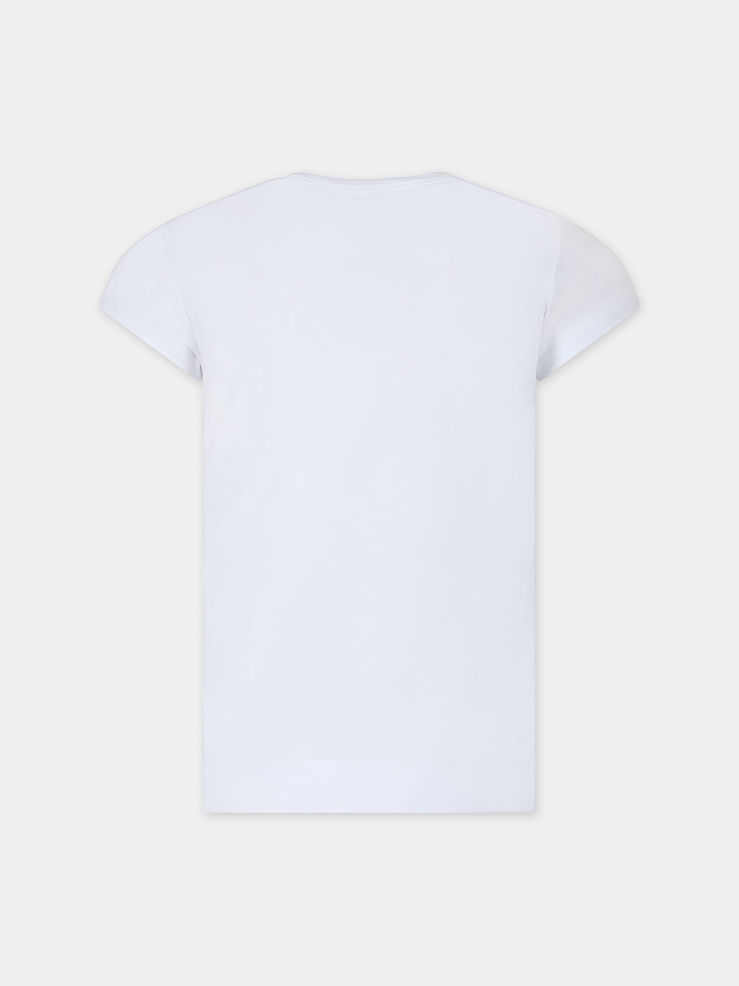 T-shirt bianca per bambina con stampa fragola,Monnalisa,11C623 3201 0099