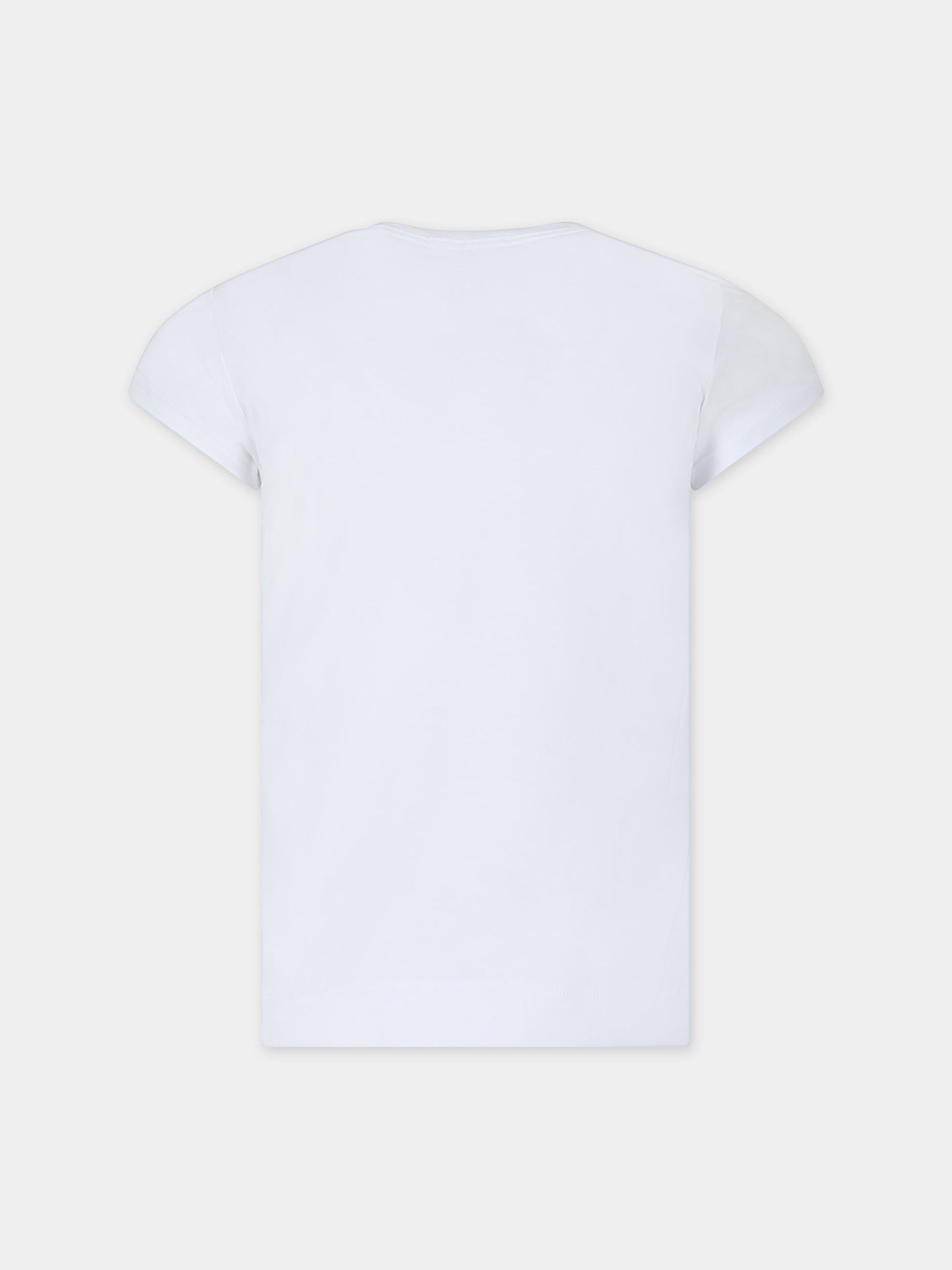 T-shirt bianca per bambina con stampa fragola,Monnalisa,11C623 3201 0099