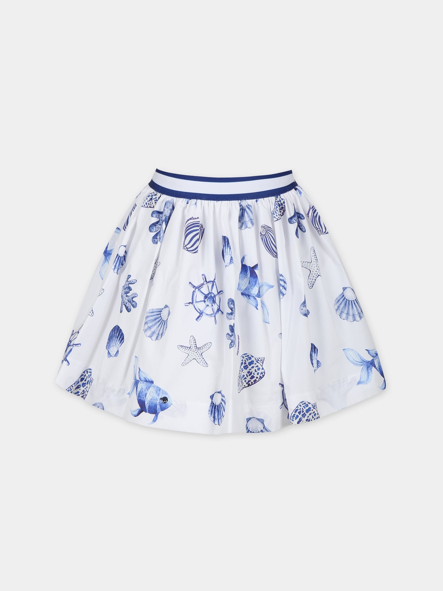 Gonna bianca per bambina con stampa conchiglie,Monnalisa,11C703 3668 9954