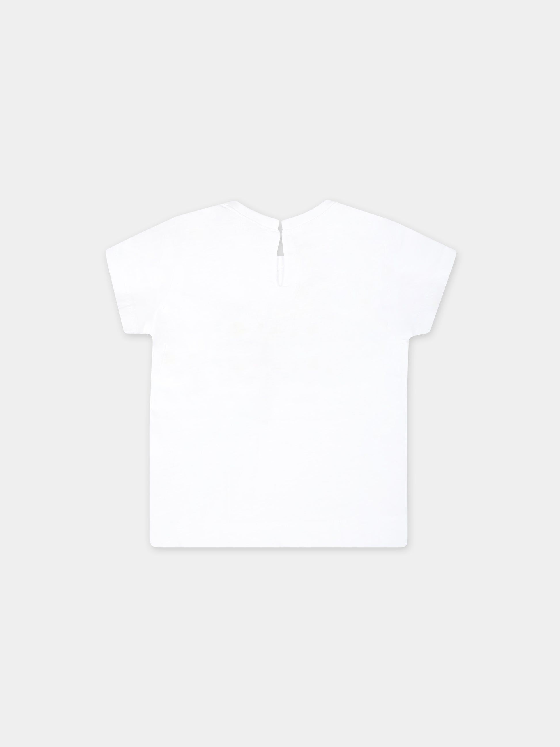 T-shirt bianca per neonata con stampa Rapunzel e logo,Monnalisa,39C615 3003 0099