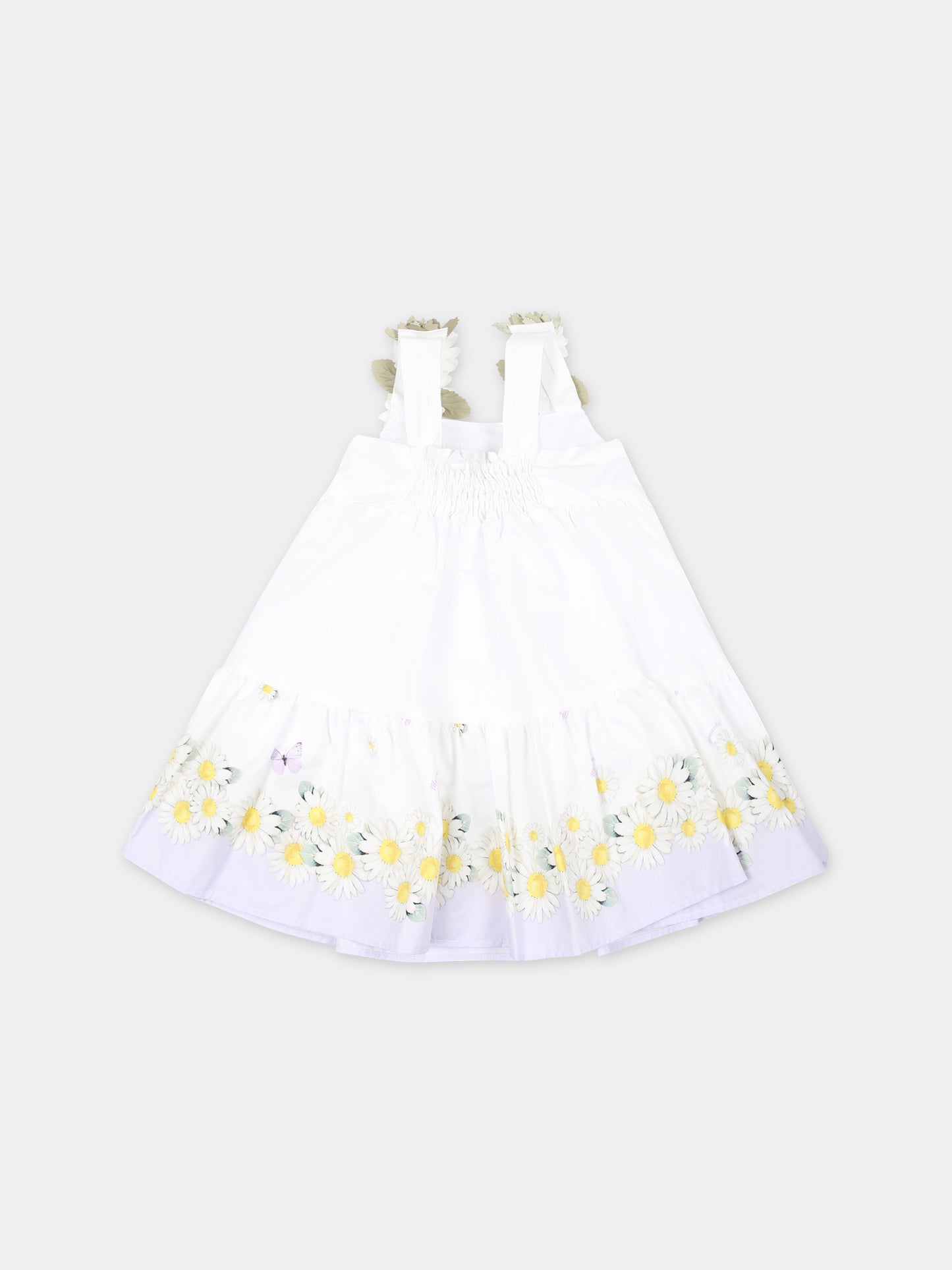 Vestito bianco per neonata con margherite,Monnalisa,31C914 3616 9965