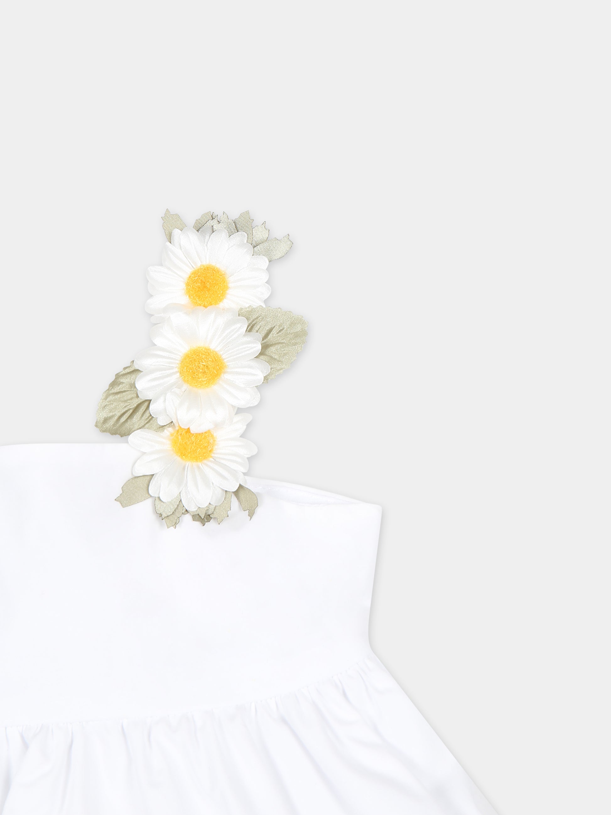 Vestito bianco per neonata con margherite,Monnalisa,31C914 3616 9965