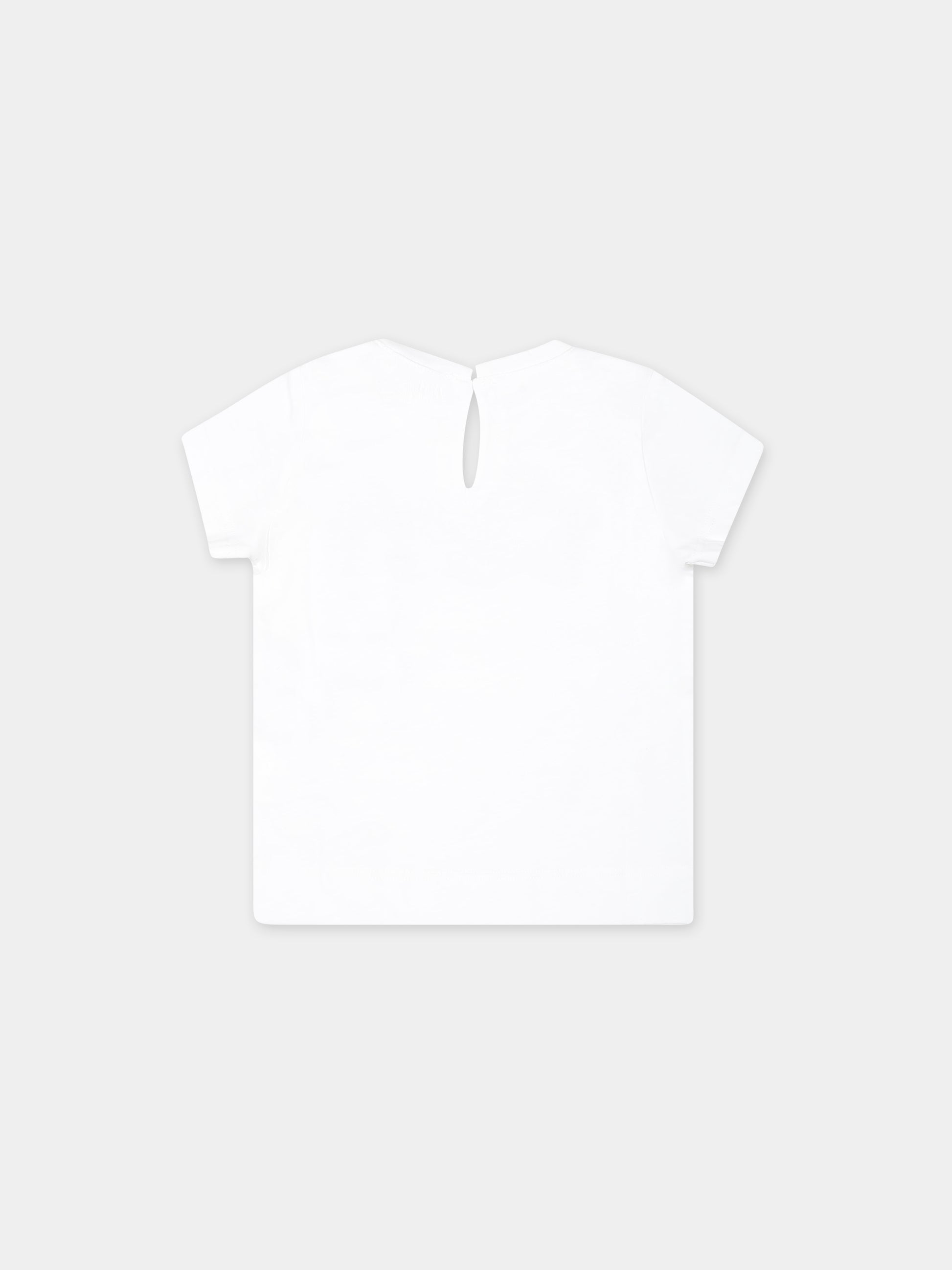 T-shirt bianca per neonata con stampa orso e scritta,Monnalisa,39C611 3003 9990