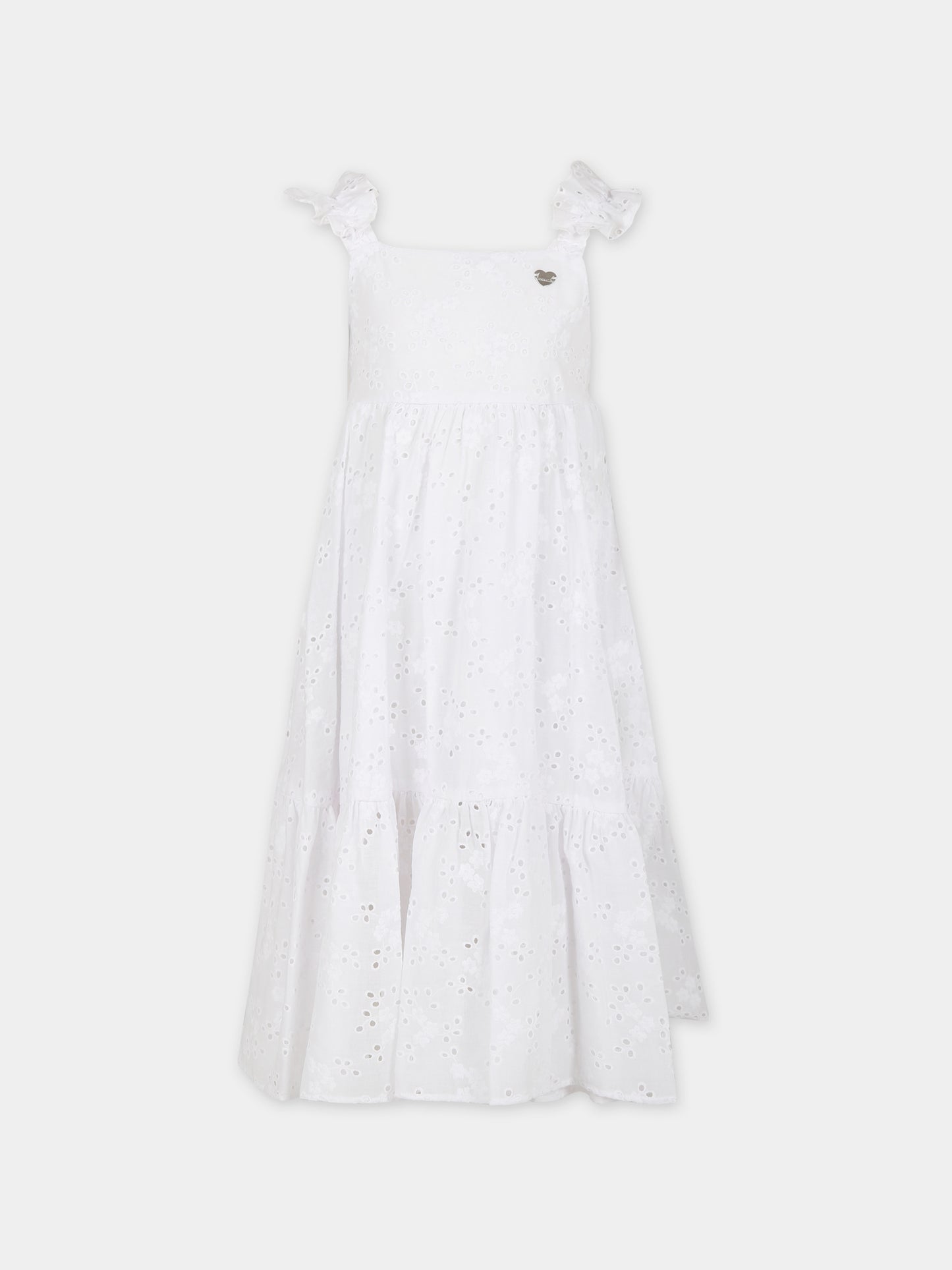 Vestito bianco per bambina con cuore,Monnalisa,11C918 3941 0099