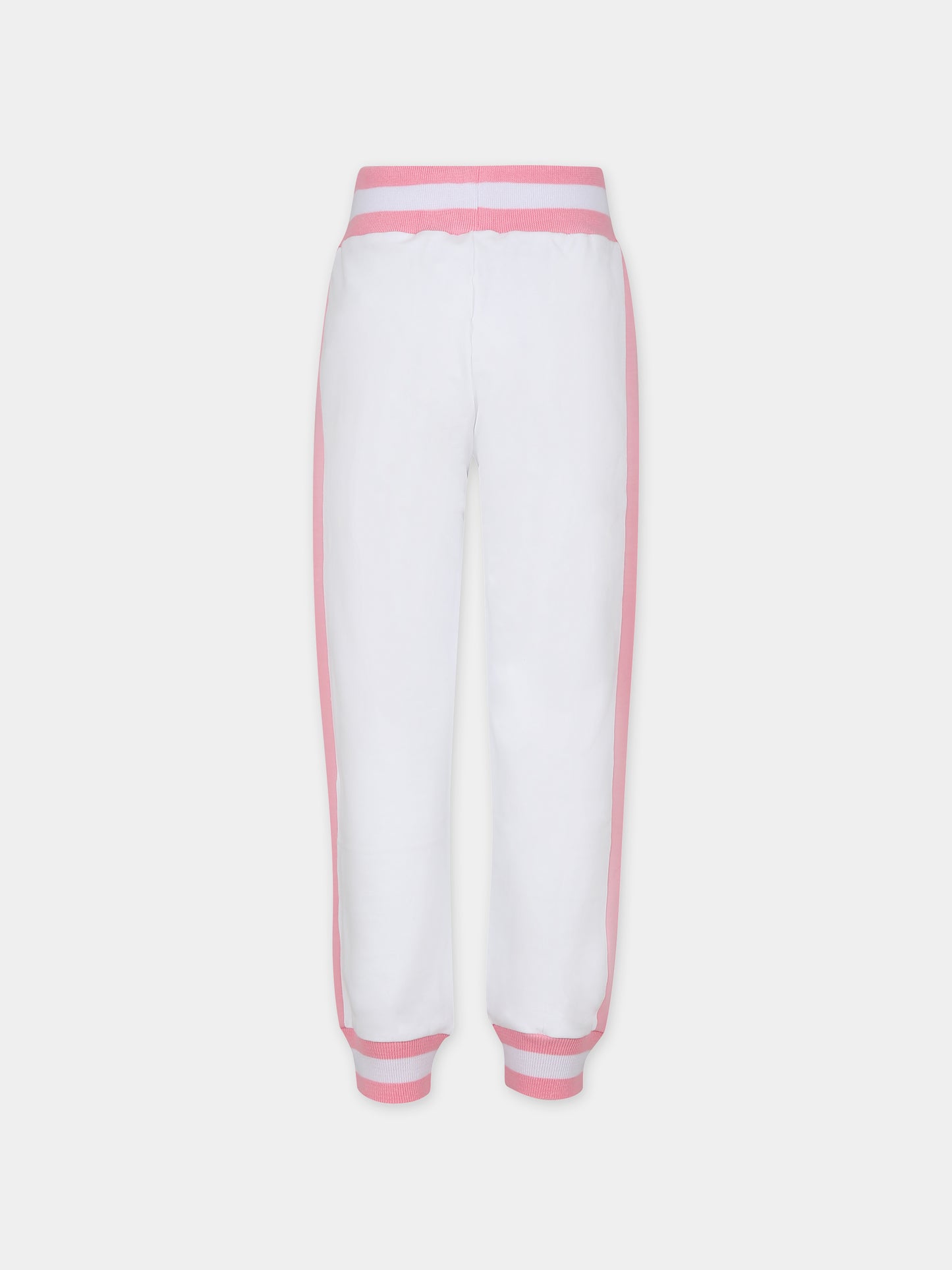 Pantaloni bianchi per bambina con scritta e strass,Monnalisa,19C437 3008 0099