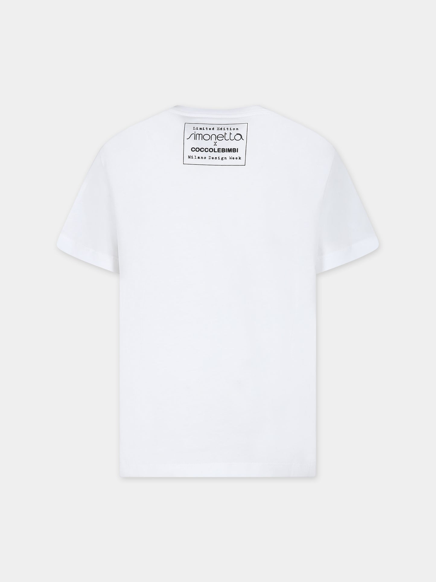 T-shirt bianca per bambina con nuvola arancione,Simonetta X Coccolebimbi,G00216 J0177 100RS