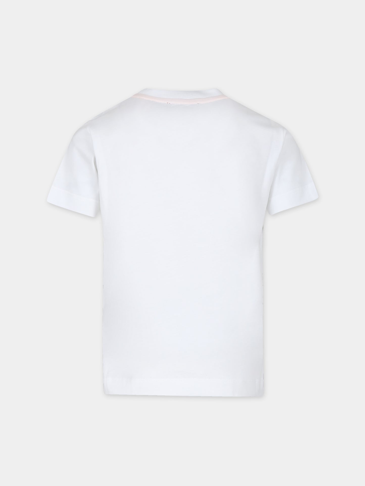 T-shirt bianca per bambina con logo,Missoni,MU8Q71 J0177 100MC