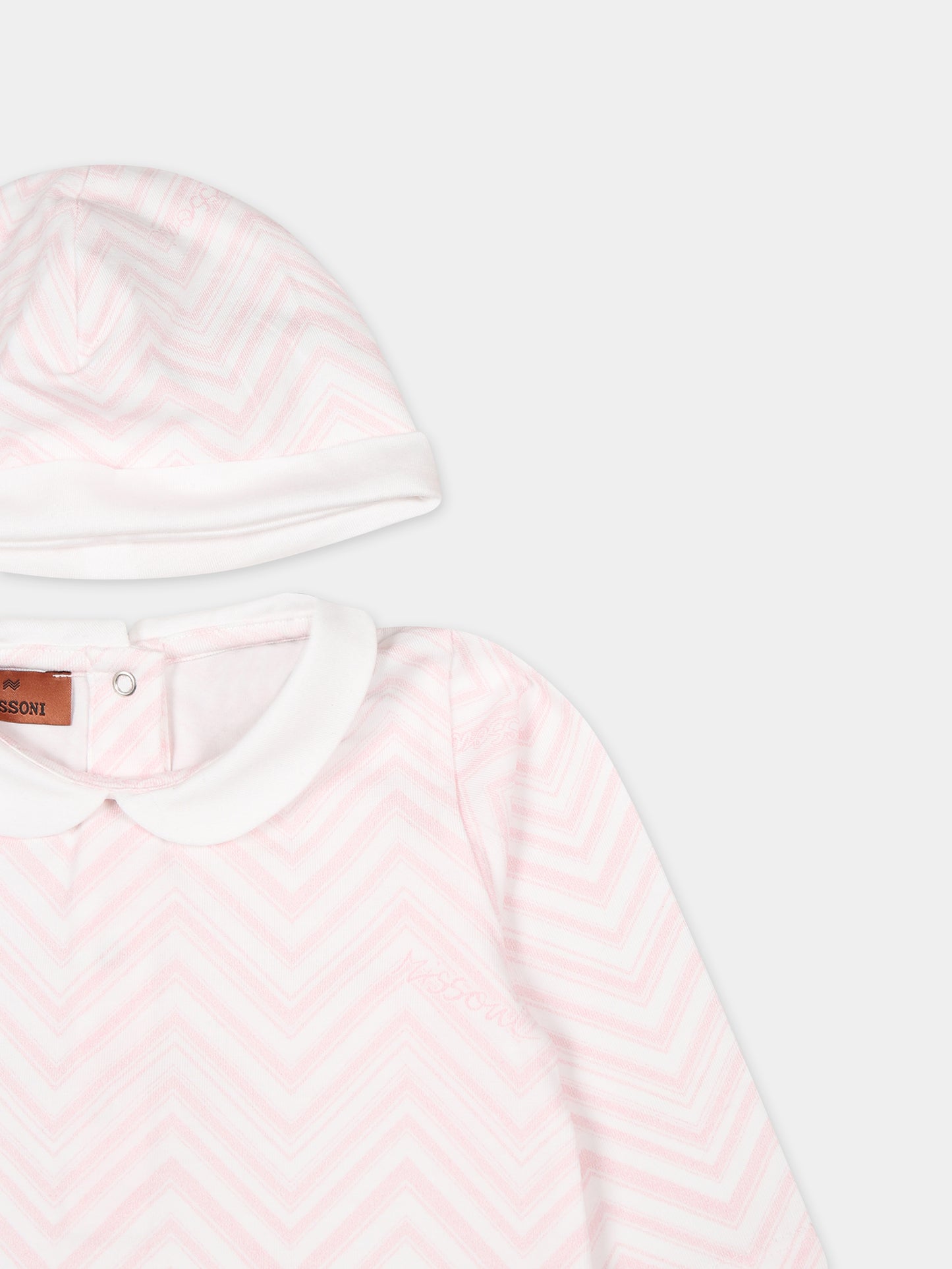 Completo bianco per neonata con motivo chevron,Missoni,MUB510 J0394 100RS