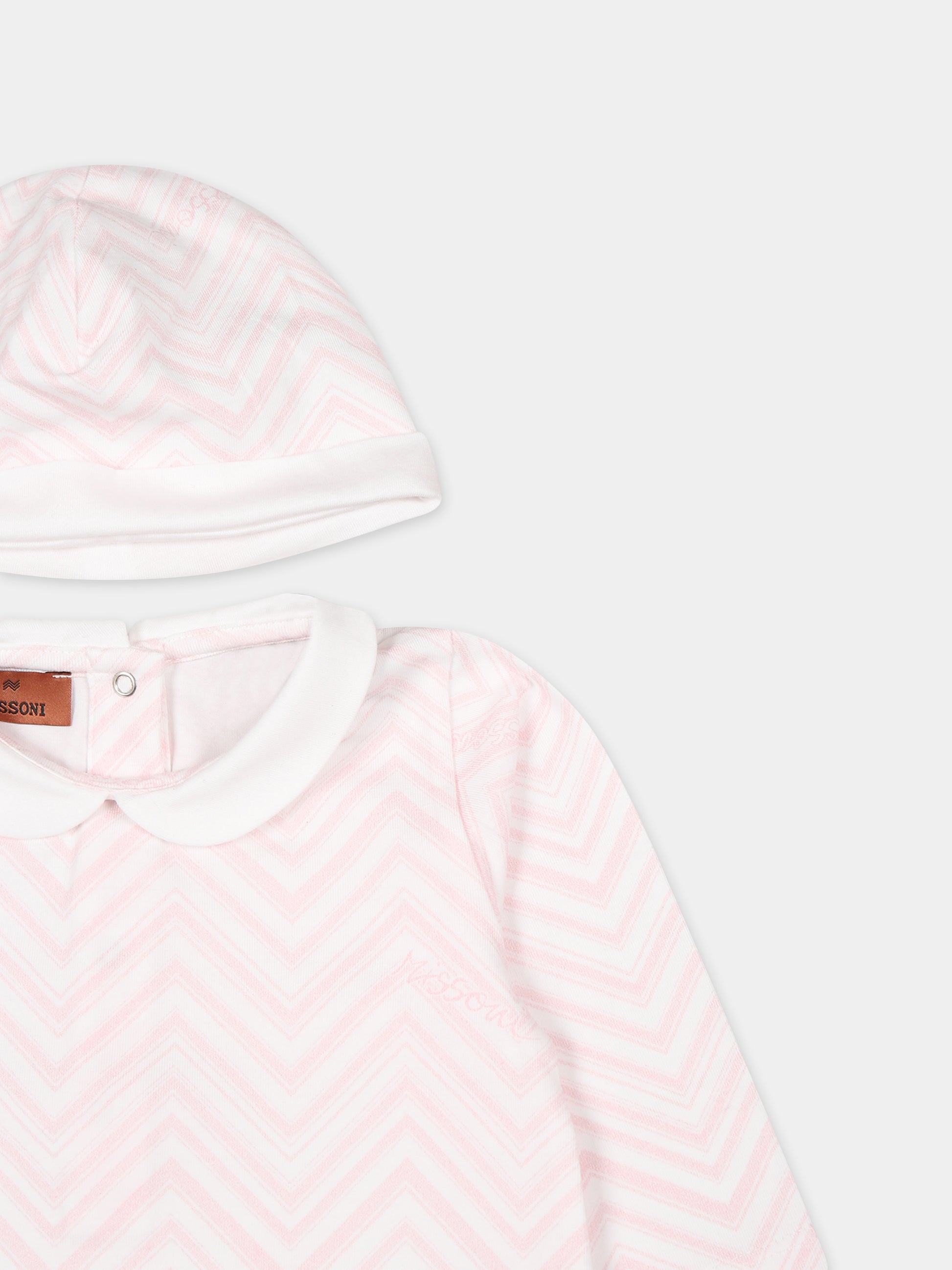 Completo bianco per neonata con motivo chevron,Missoni,MUB510 J0394 100RS