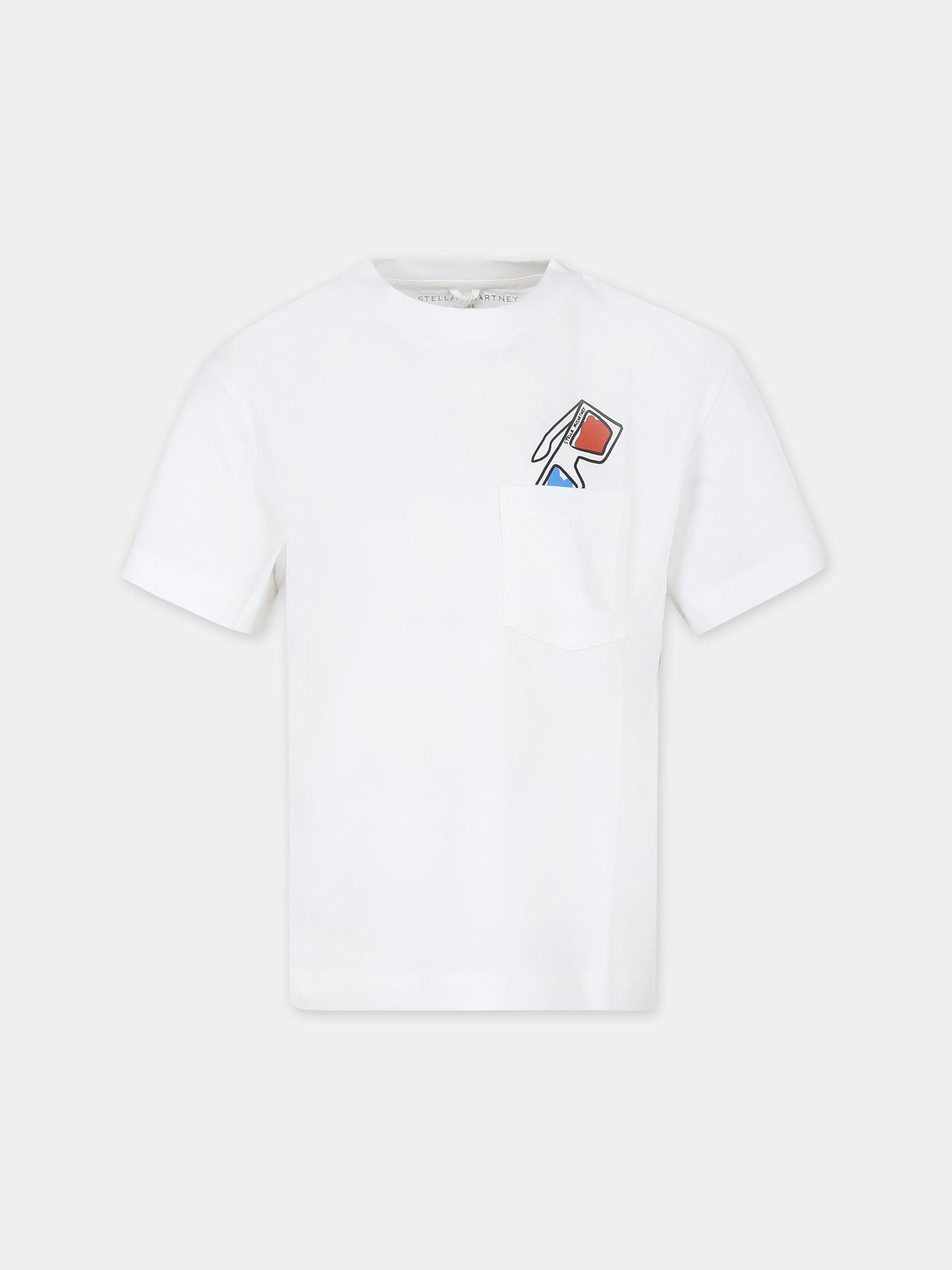 T-shirt avorio per bambino con stampa occhiali,Stella Mccartney Kids,TU8Q51 Z0434 101