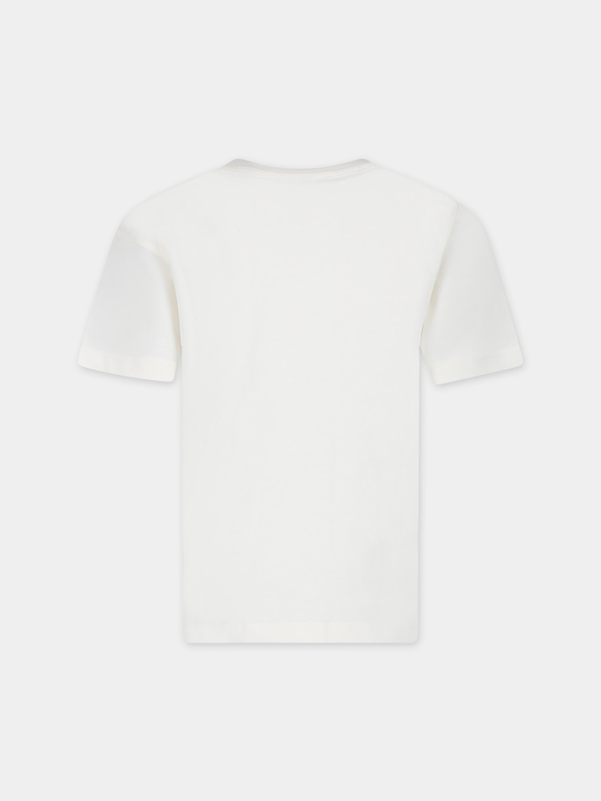 T-shirt avorio per bambino con logo e stampa palme,Msgm Kids,S4MSJBTH239 013
