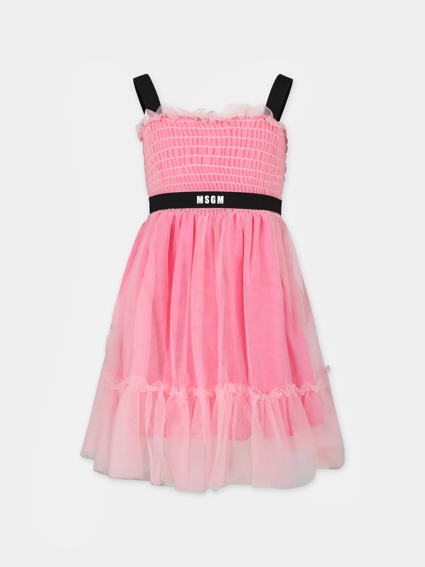 Vestito rosa per bambina con logo,Msgm Kids,S4MSJGDR103 042