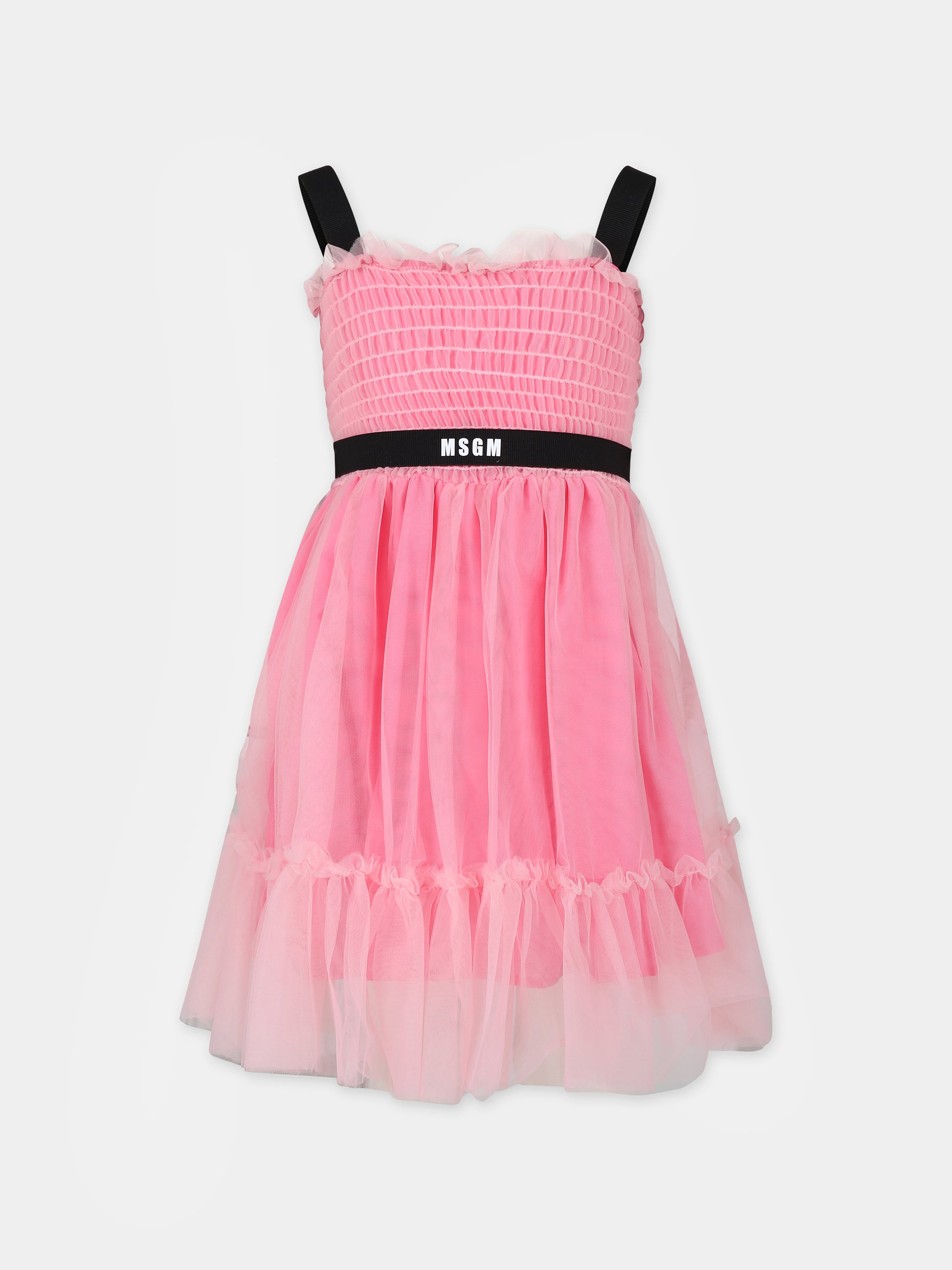 Vestito rosa per bambina con logo,Msgm Kids,S4MSJGDR103 042