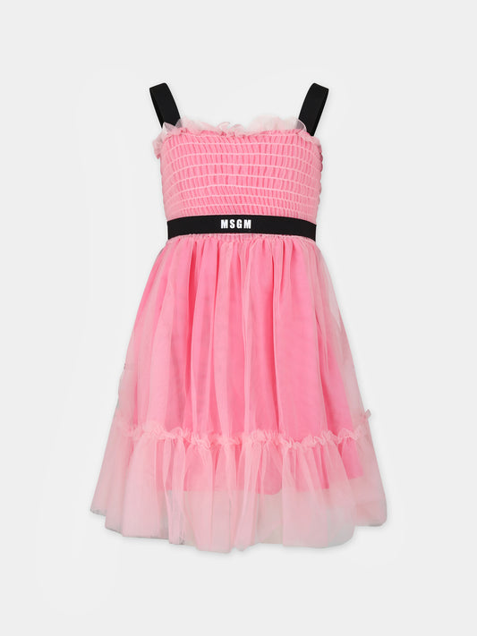 Vestito rosa per bambina con logo,Msgm Kids,S4MSJGDR103 042