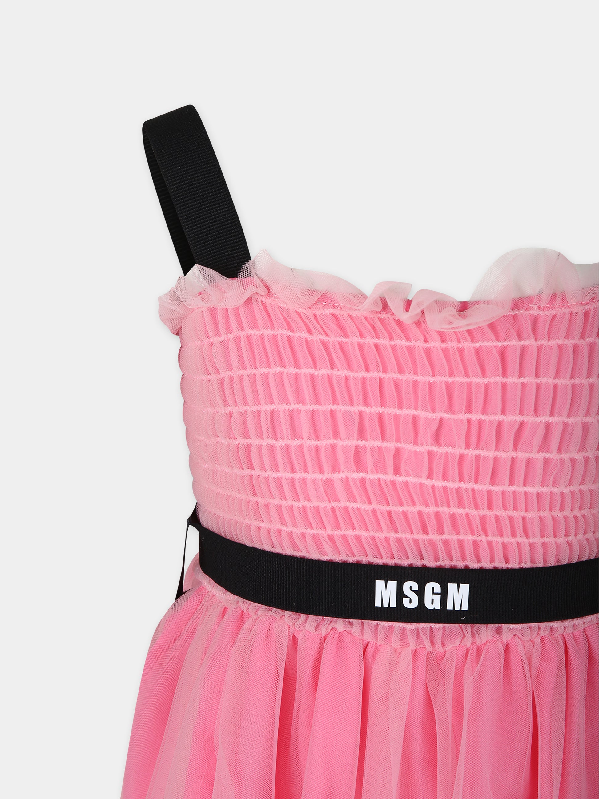 Vestito rosa per bambina con logo,Msgm Kids,S4MSJGDR103 042