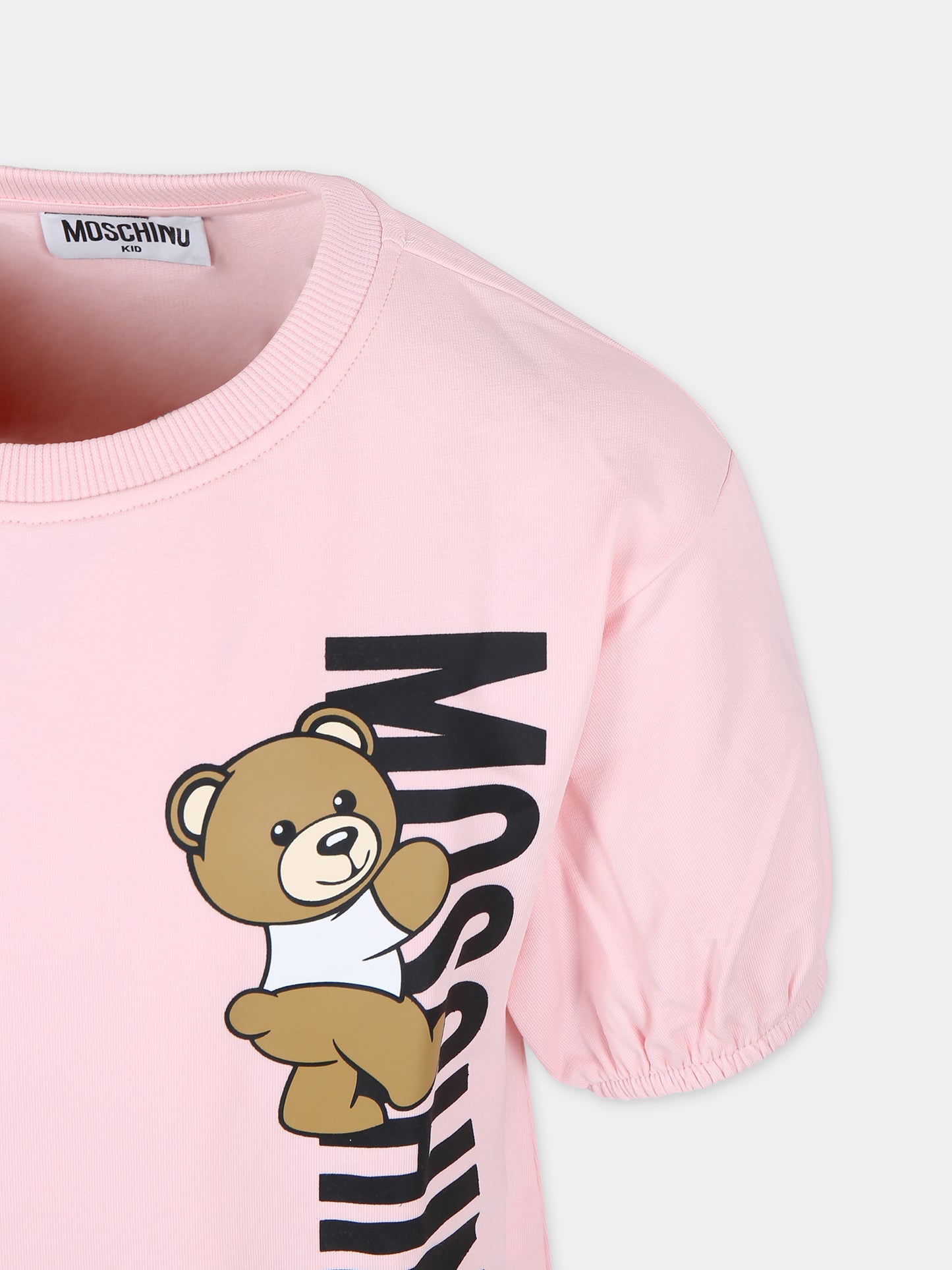 Vestito rosa per bambina con Teddy Bear,Moschino Kids,HAV0CQ LDA25 50209