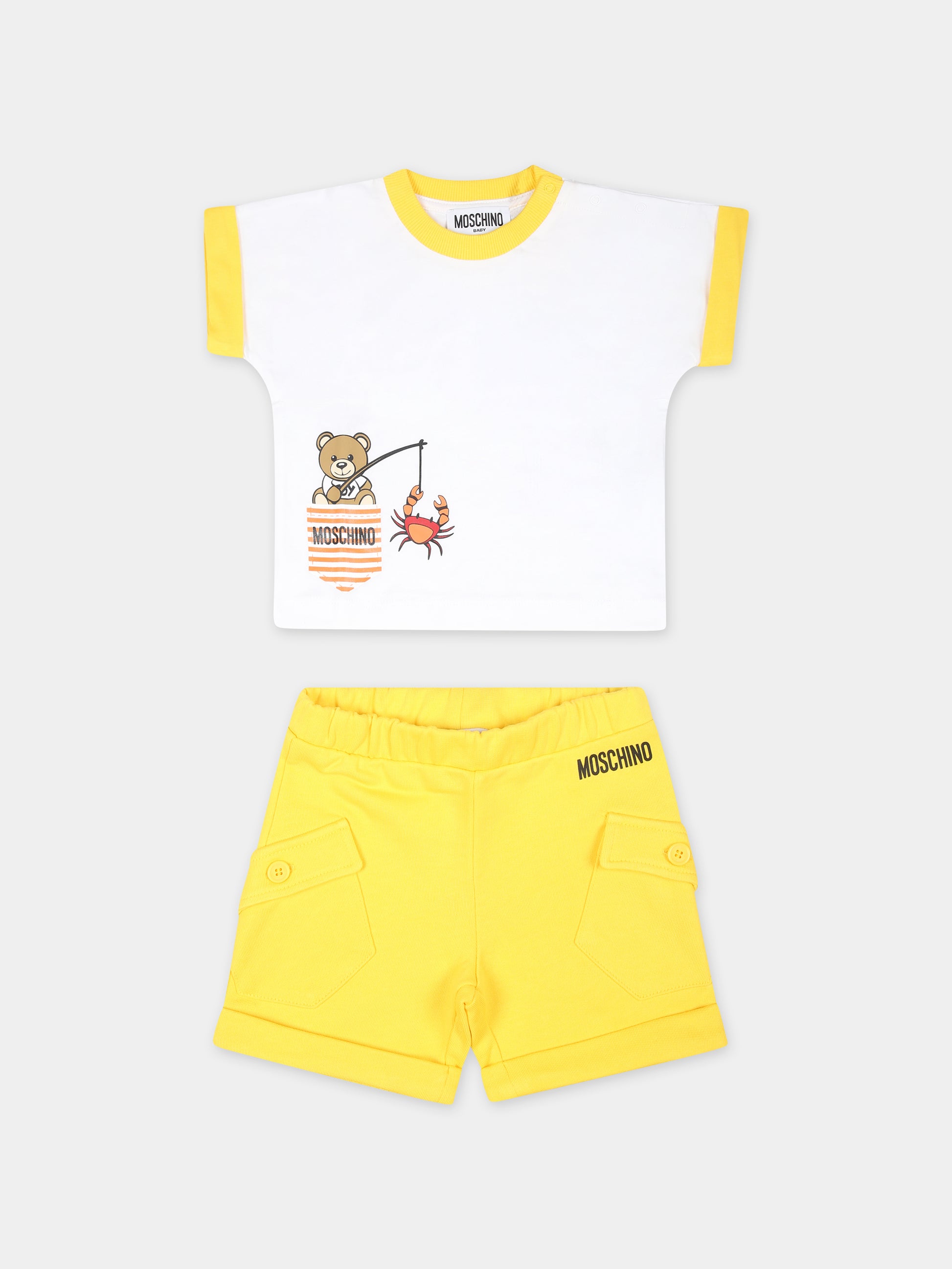 Completo giallo per neonato con Teddy Bear,Moschino Kids,MUG018 LCA75 50162