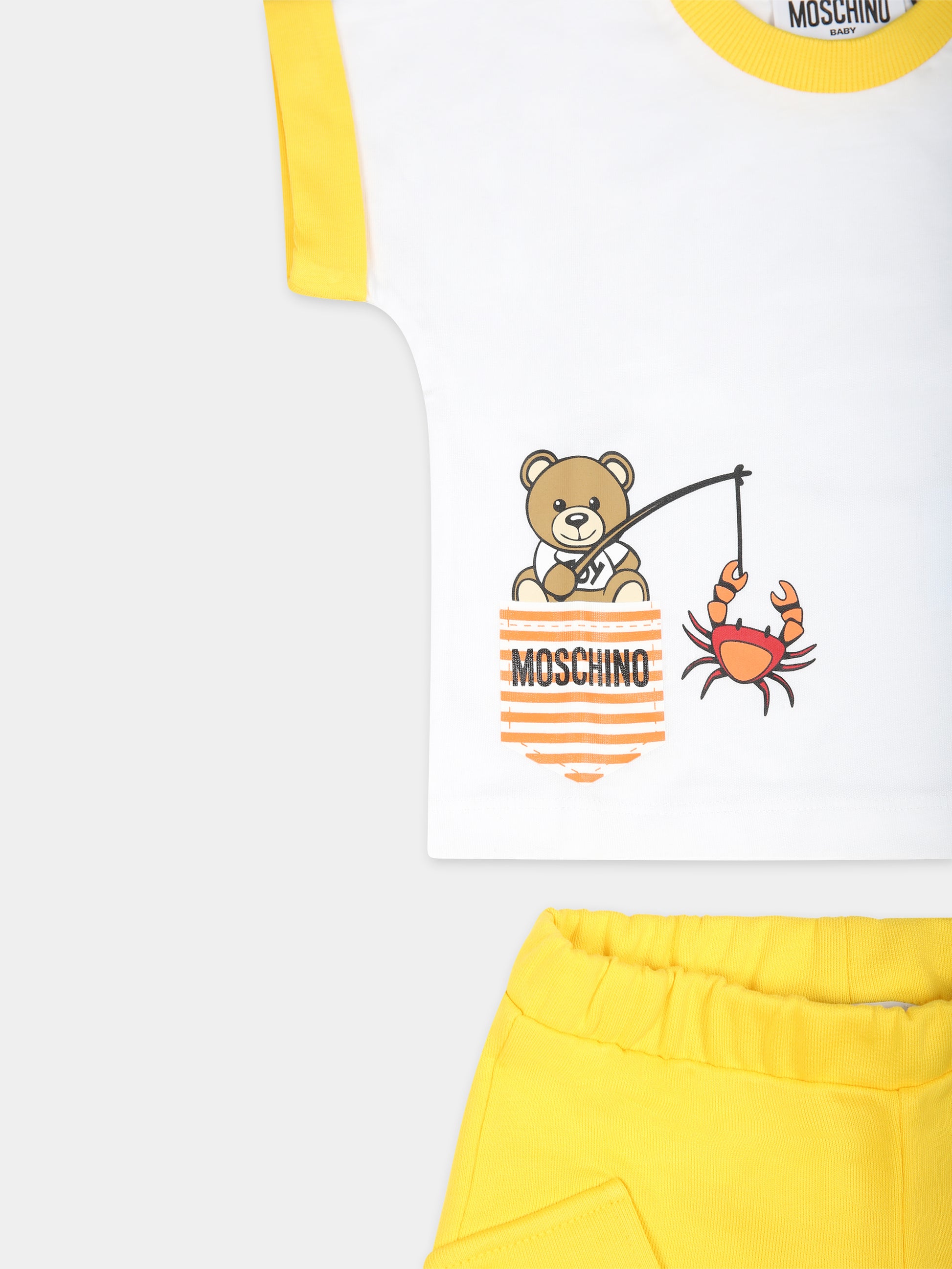 Completo giallo per neonato con Teddy Bear,Moschino Kids,MUG018 LCA75 50162