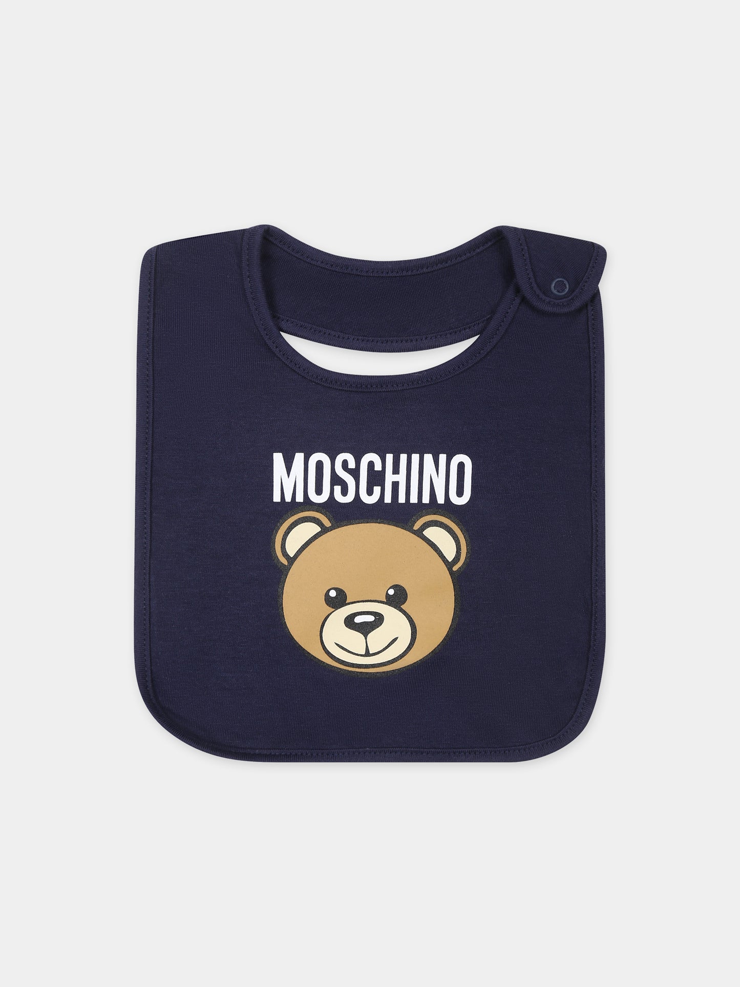 Set blu per neonato con Teddy Bear e logo,Moschino Kids,MUY06Q LCA19 40016