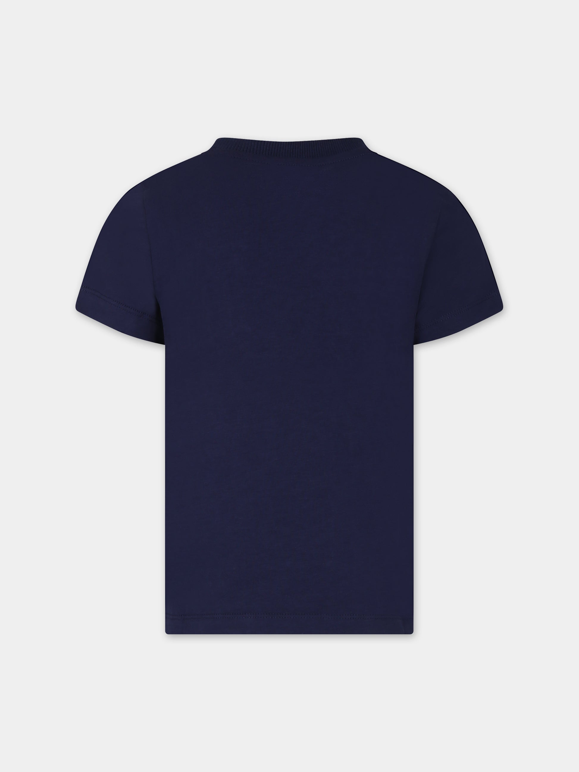 T-shirt blu per bambini con Teddy Bear e logo,Moschino Kids,HUM04K LAA02 40016