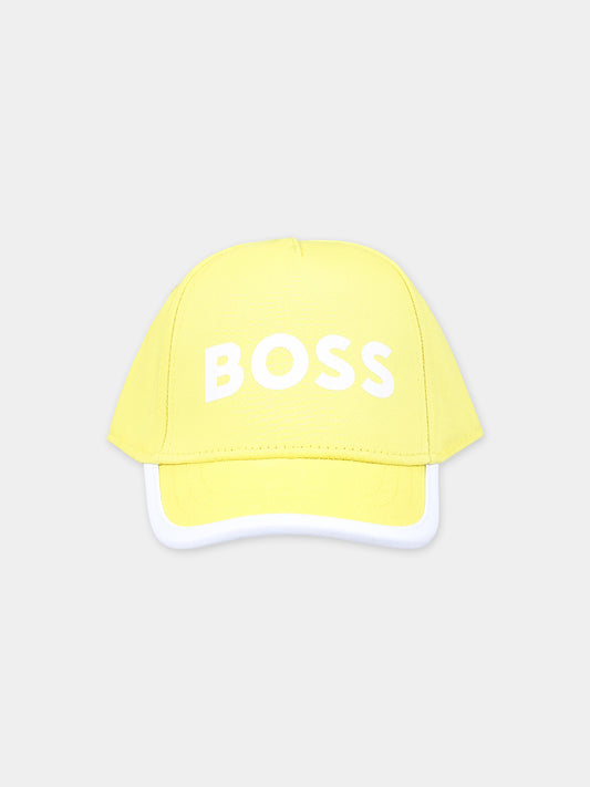 Cappello giallo per neonato con logo,Boss,J50977 508