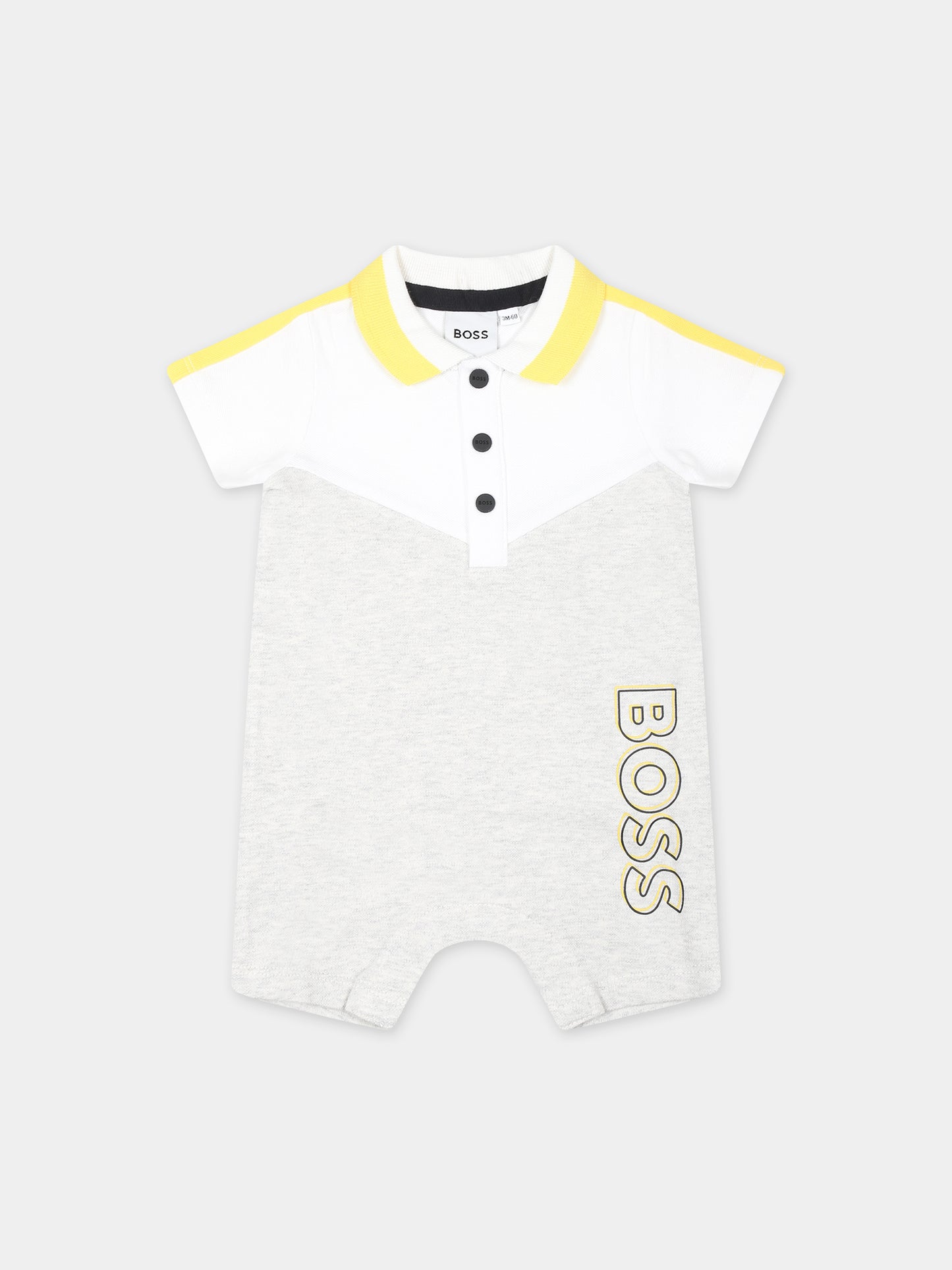 Pagliaccetto grigio per neonato con logo,Boss,J50781 A10