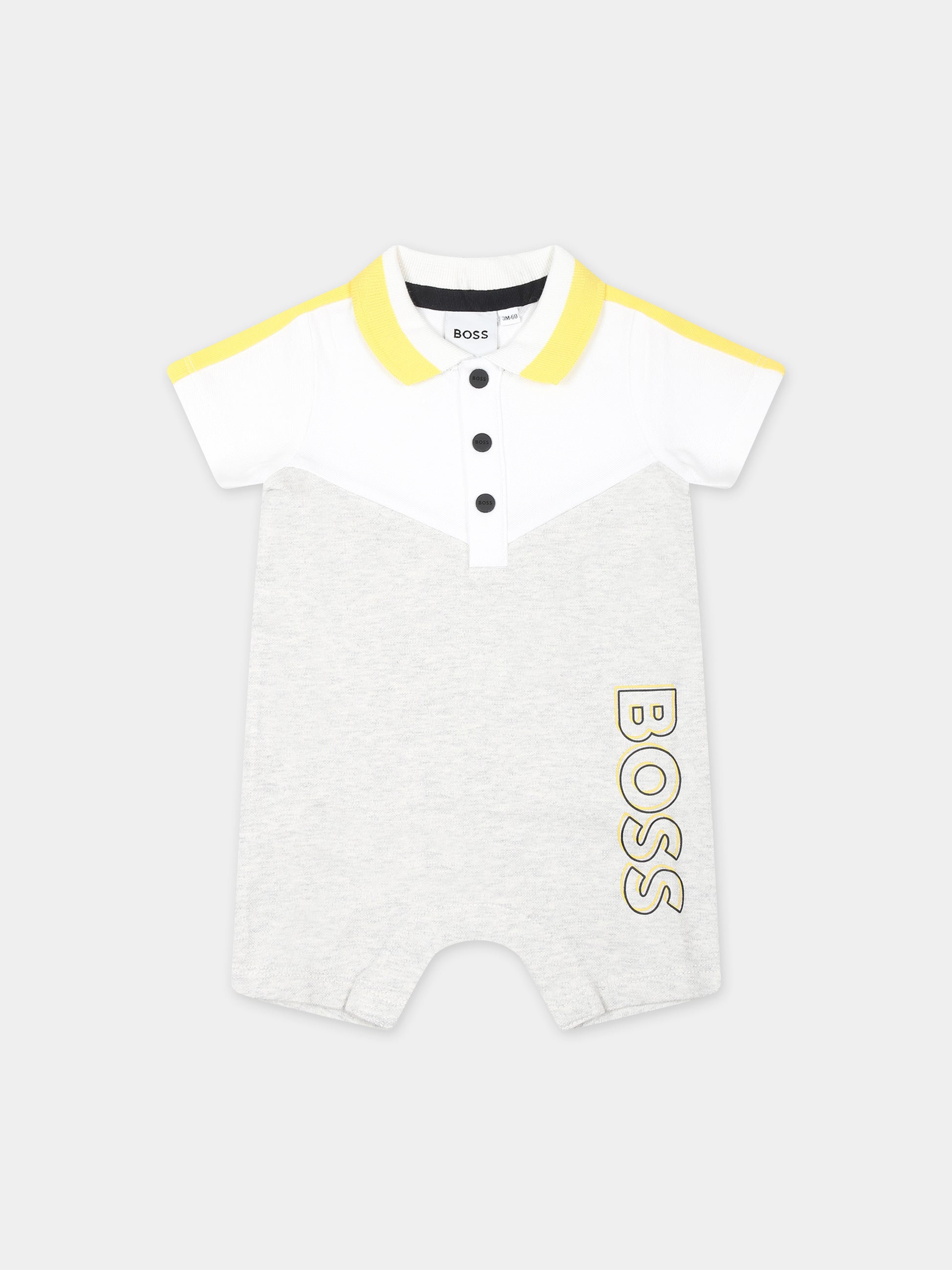 Pagliaccetto grigio per neonato con logo,Boss,J50781 A10