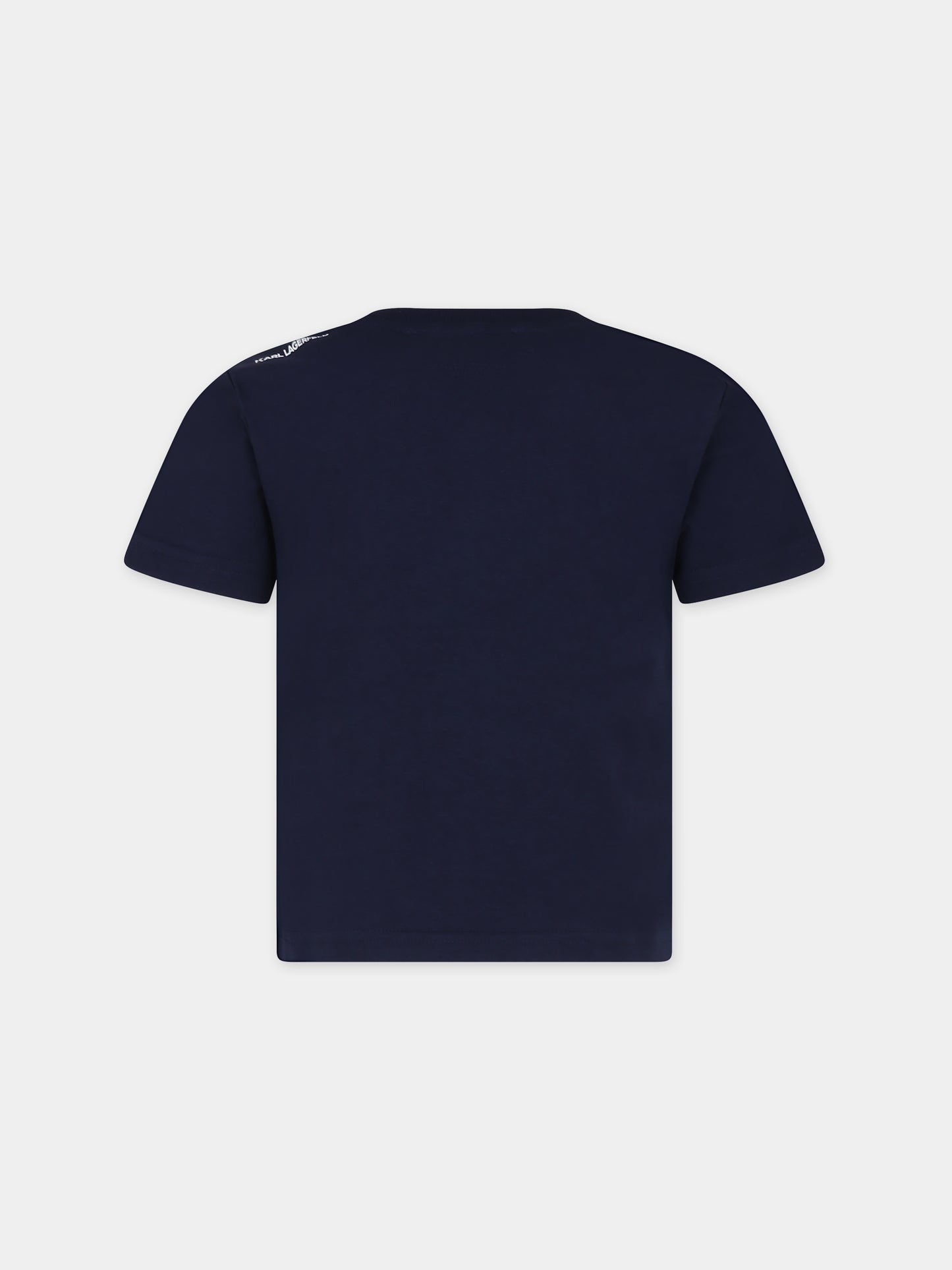 T-shirt blu per bambini con stampa Karl e borsa da golf,Karl Lagerfeld Kids,Z30052 85V