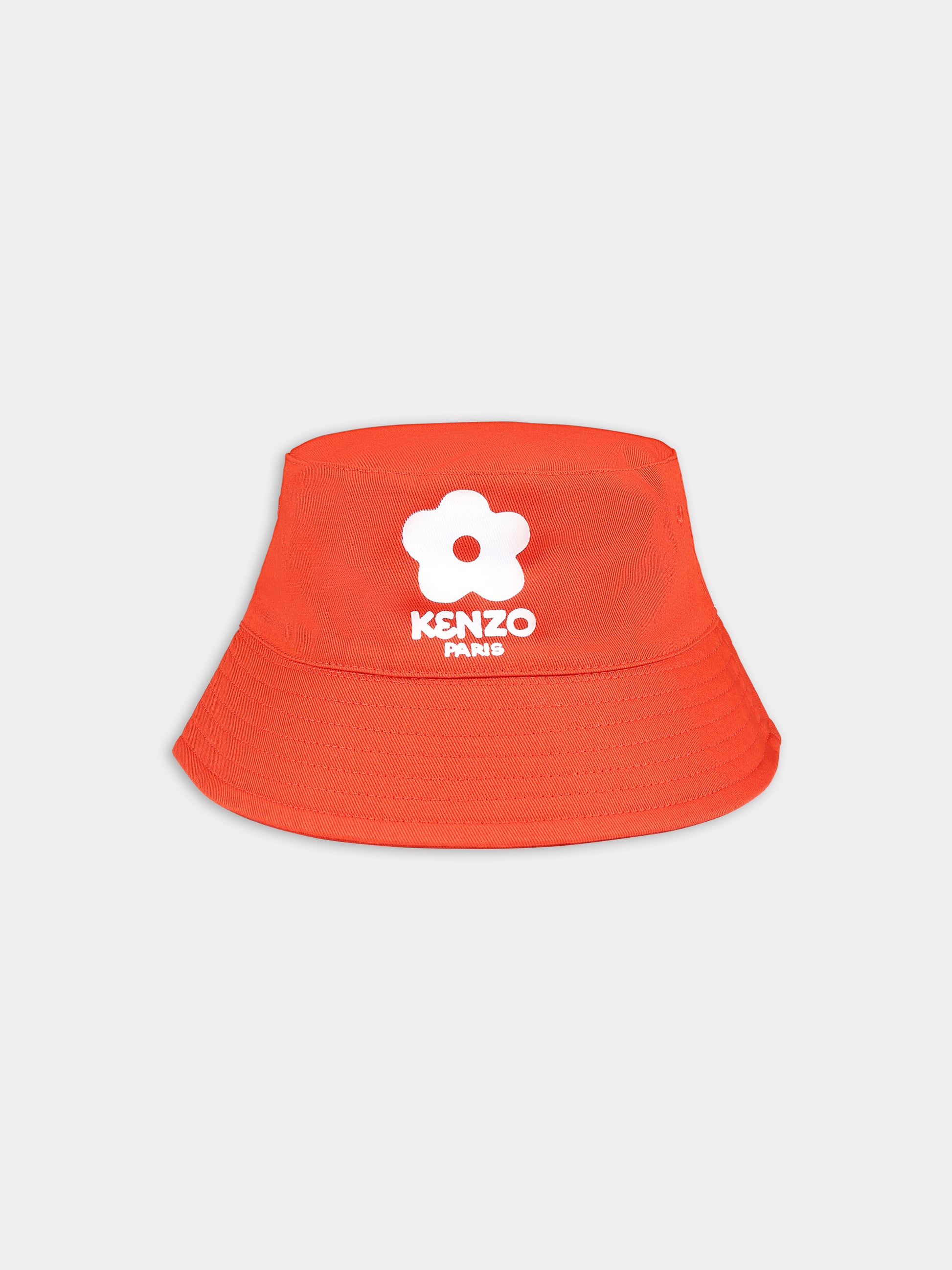 Cloche rossa per bambina con logo e fiore,Kenzo Kids,K60033 99A