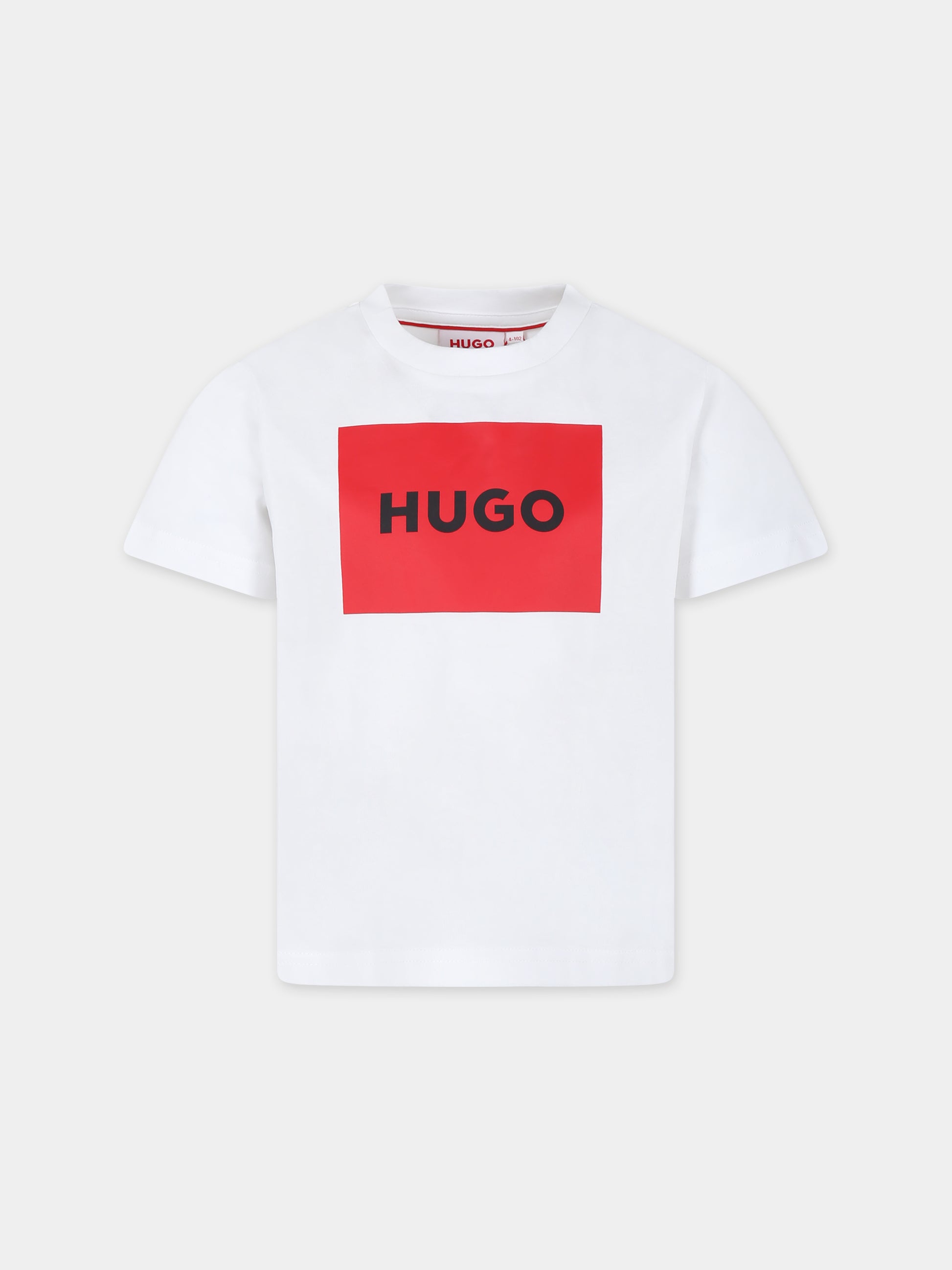 T-shirt bianca per bambino con logo,Hugo,G00006 10P