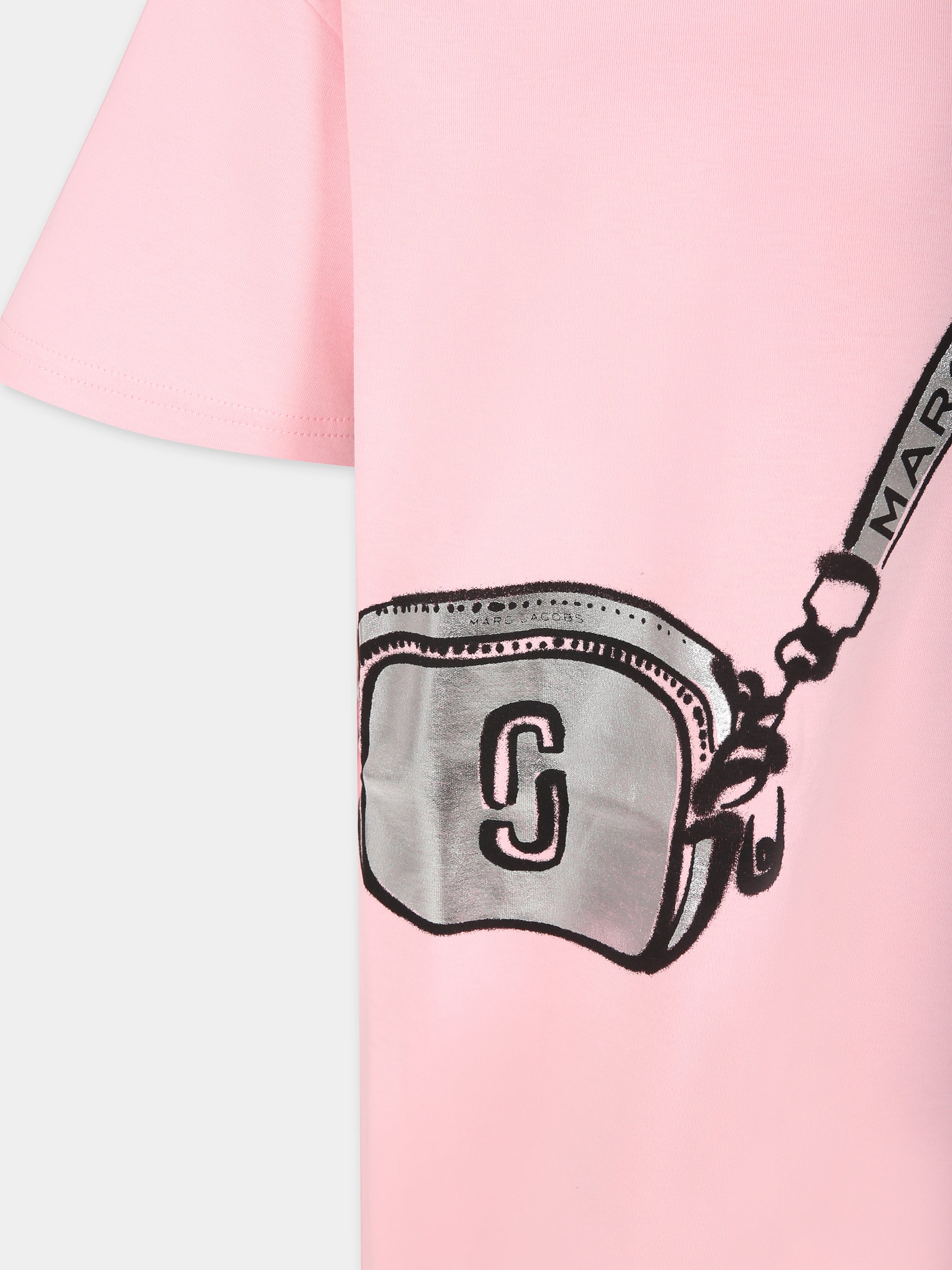 Vestito rosa per bambina con stampa borsa e logo,Marc Jacobs,W60072 45T