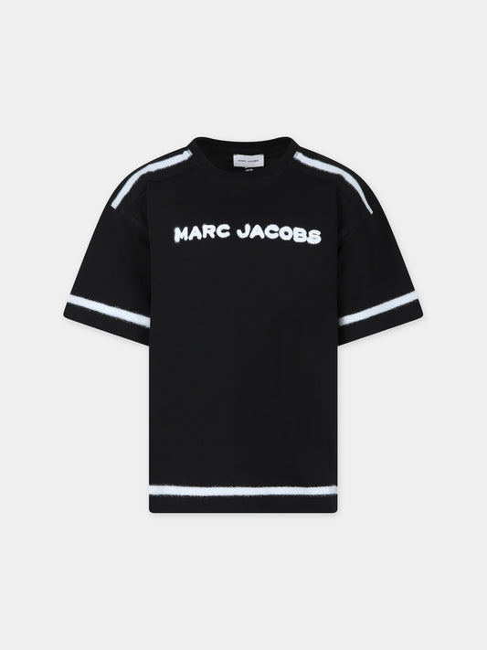 T-shirt nera per bambini con logo,Marc Jacobs,W60187 09B