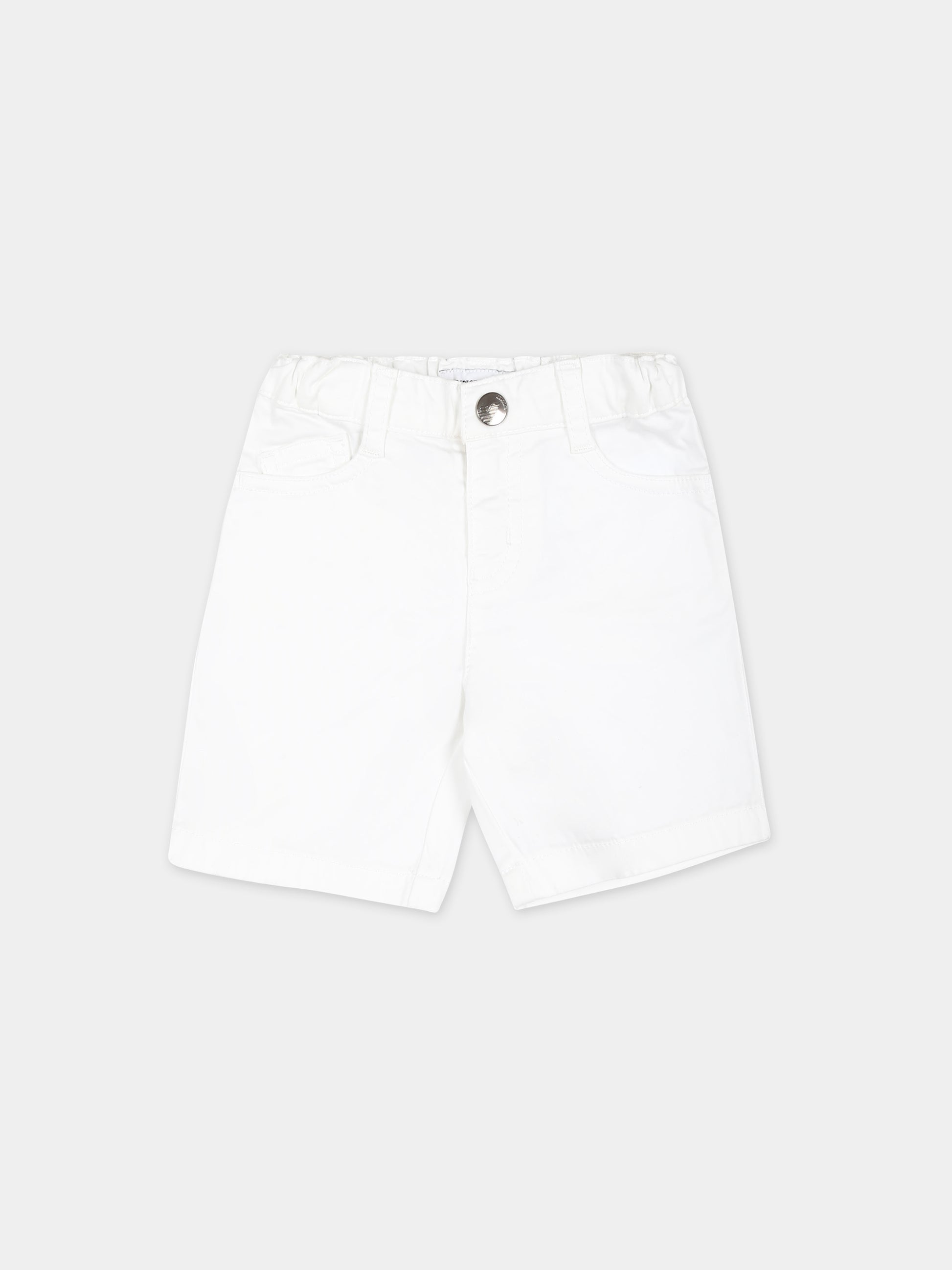 Shorts bianchi per neonato con aquilotto,Emporio Armani,8NHS01 4N7LZ 0100