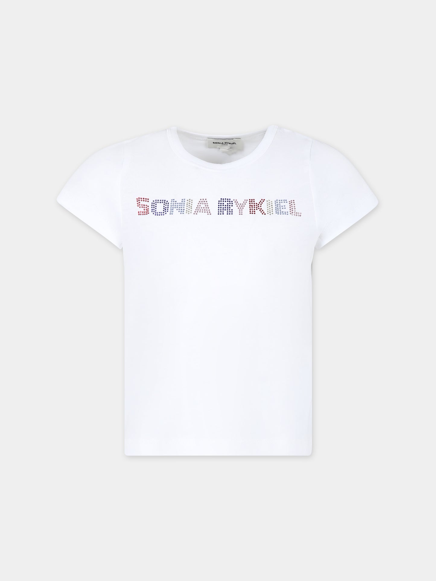 T-shirt bianca per bambina con logo,Sonia Rykiel Paris,A00184 10P