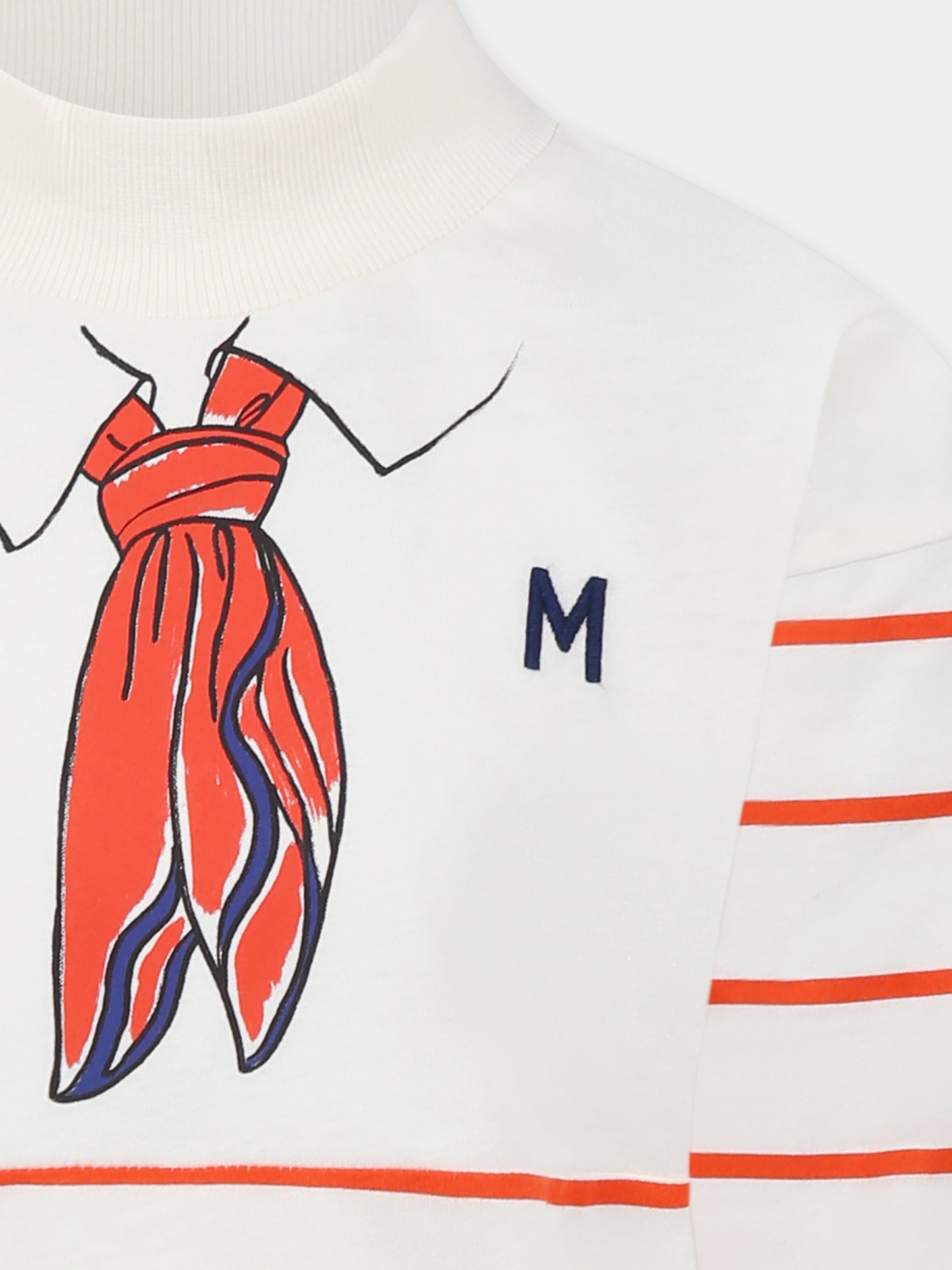 Ivory dress for girl with scarf print