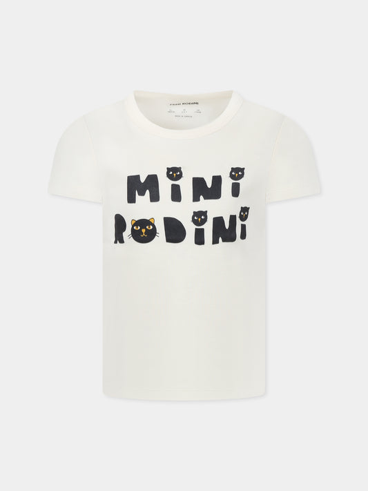Ivory t-shirt for kids with cats