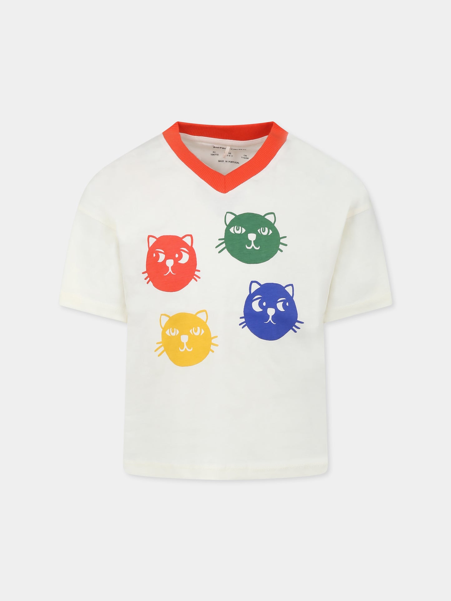 Ivory t-shirt for kids with cats