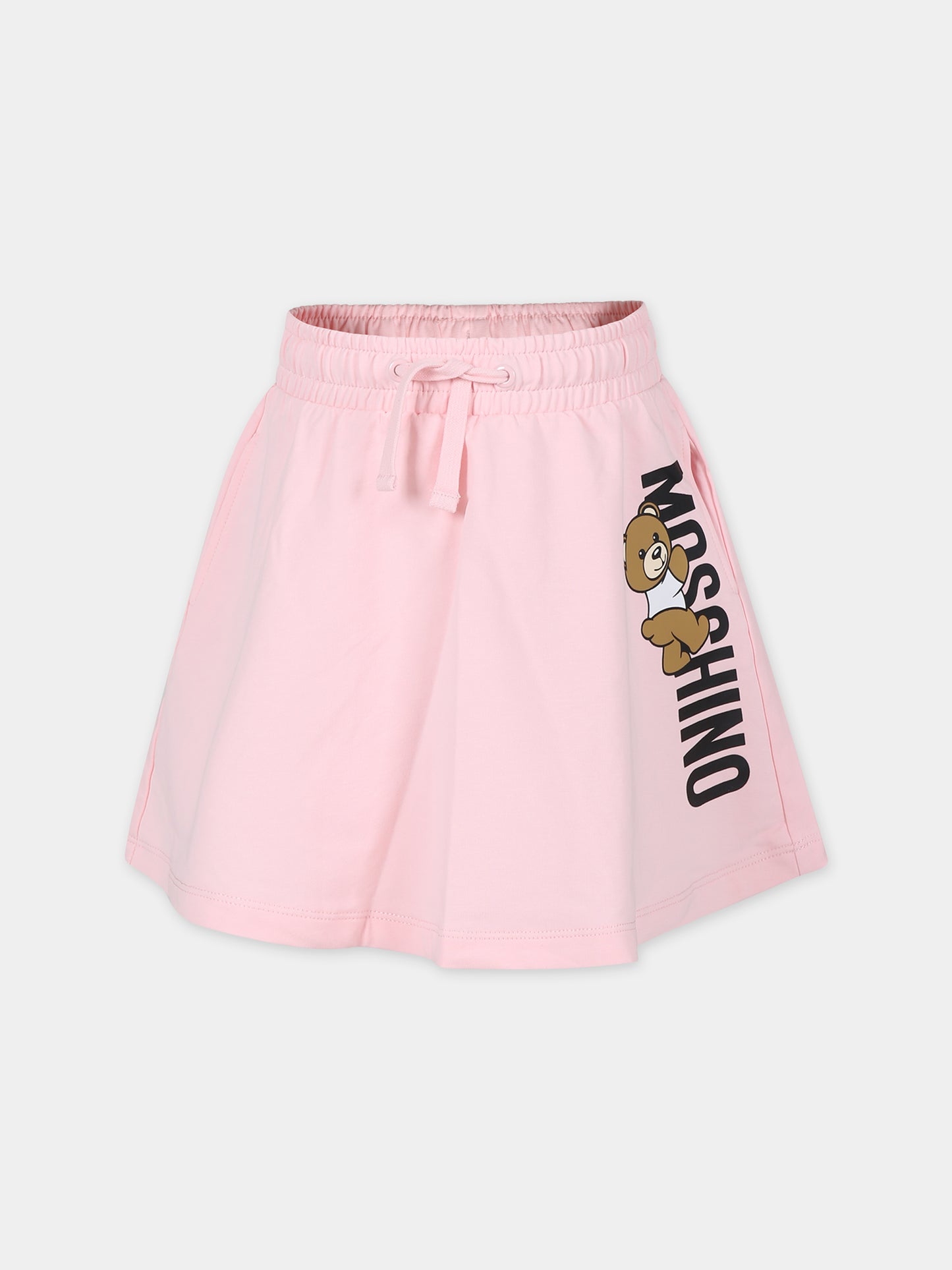 Gonna rosa per bambina con Teddy Bear e logo,Moschino Kids,HAJ02G LDA25 50209