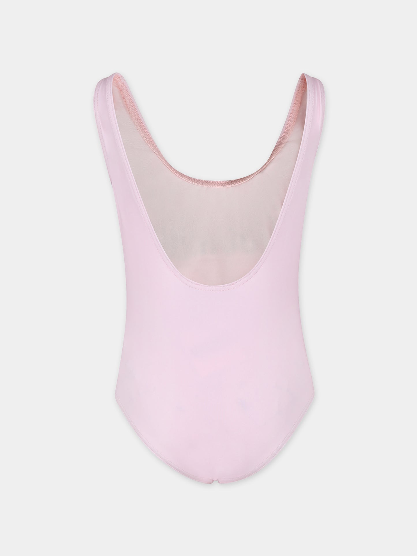 Costume intero rosa per bambina con logo,Moschino Kids,HDL00T LKA00 50209