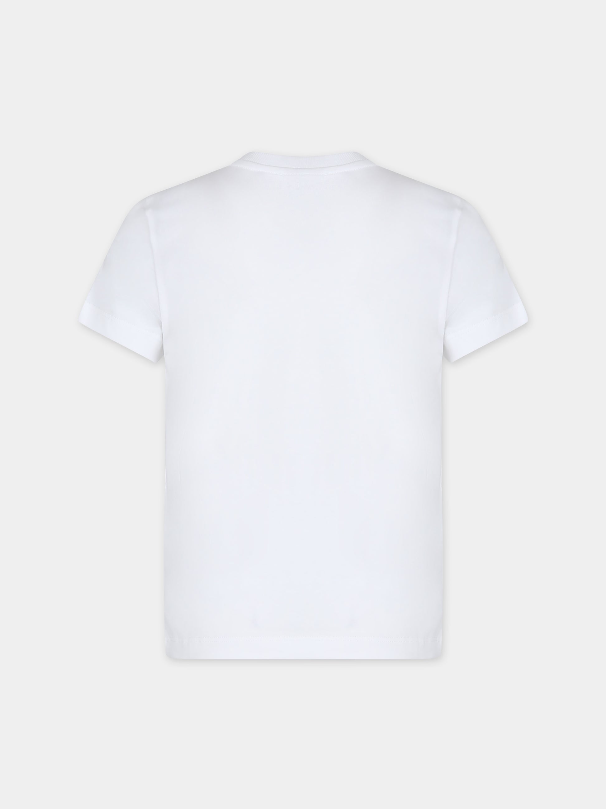 T-shirt bianca per bambini con logo,Moschino Kids,HQM03T LBA10 10101