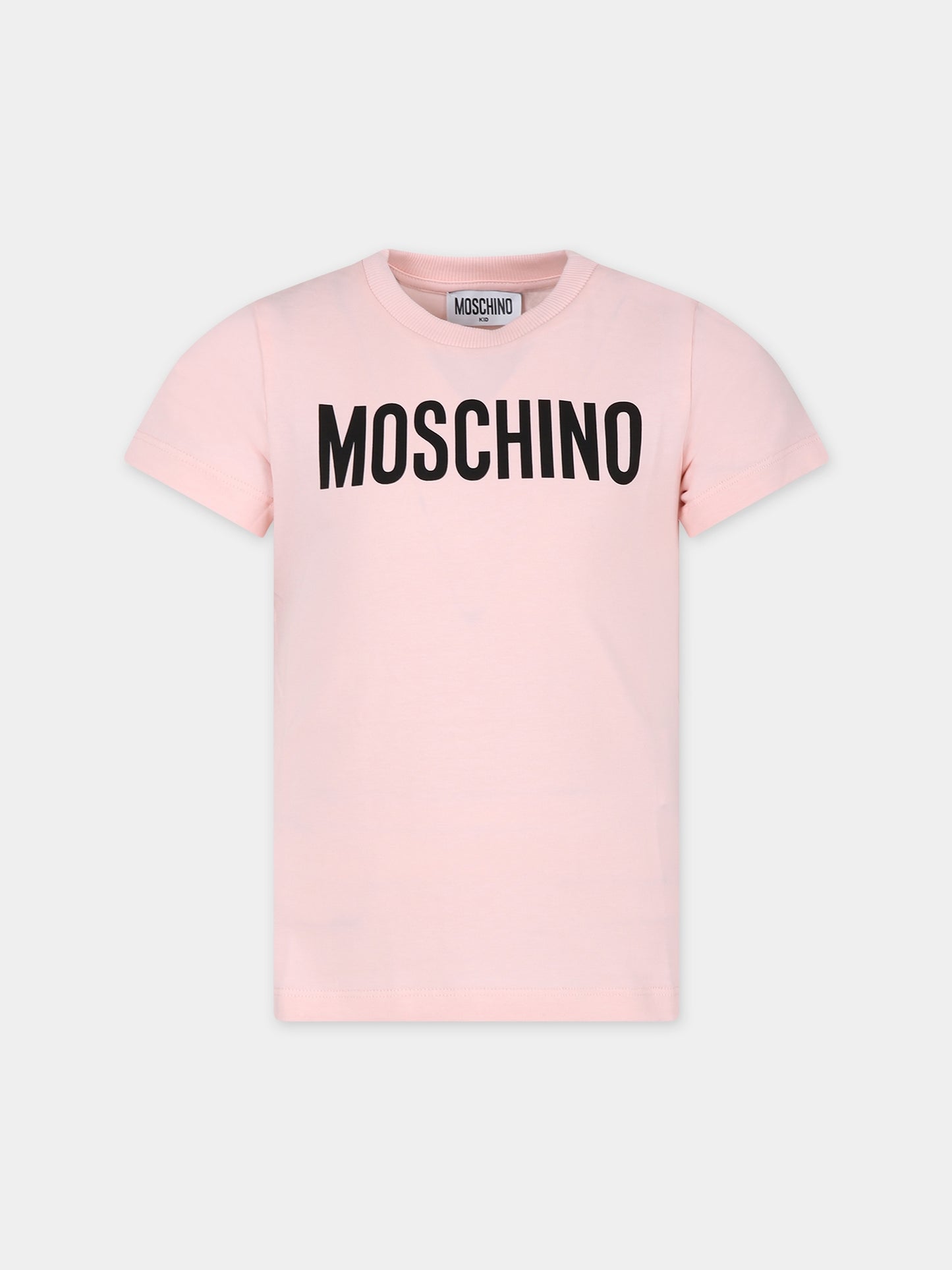 T-shirt rosa per bambina con logo,Moschino Kids,HQM03T LBA10 50209