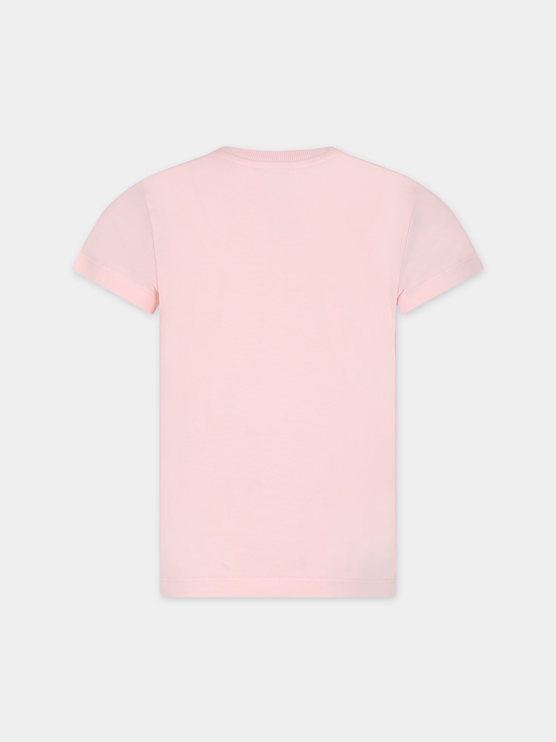 T-shirt rosa per bambina con logo,Moschino Kids,HQM03T LBA10 50209