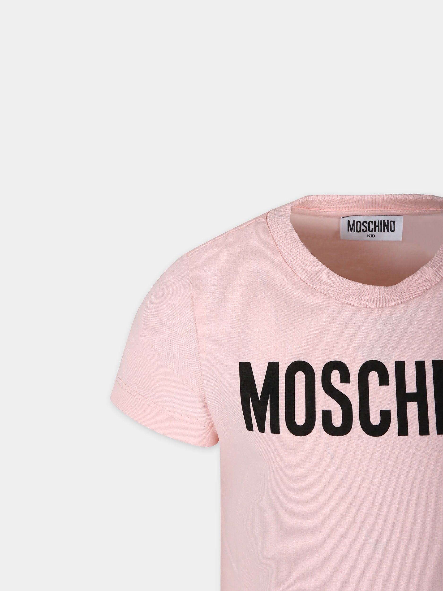 T-shirt rosa per bambina con logo,Moschino Kids,HQM03T LBA10 50209