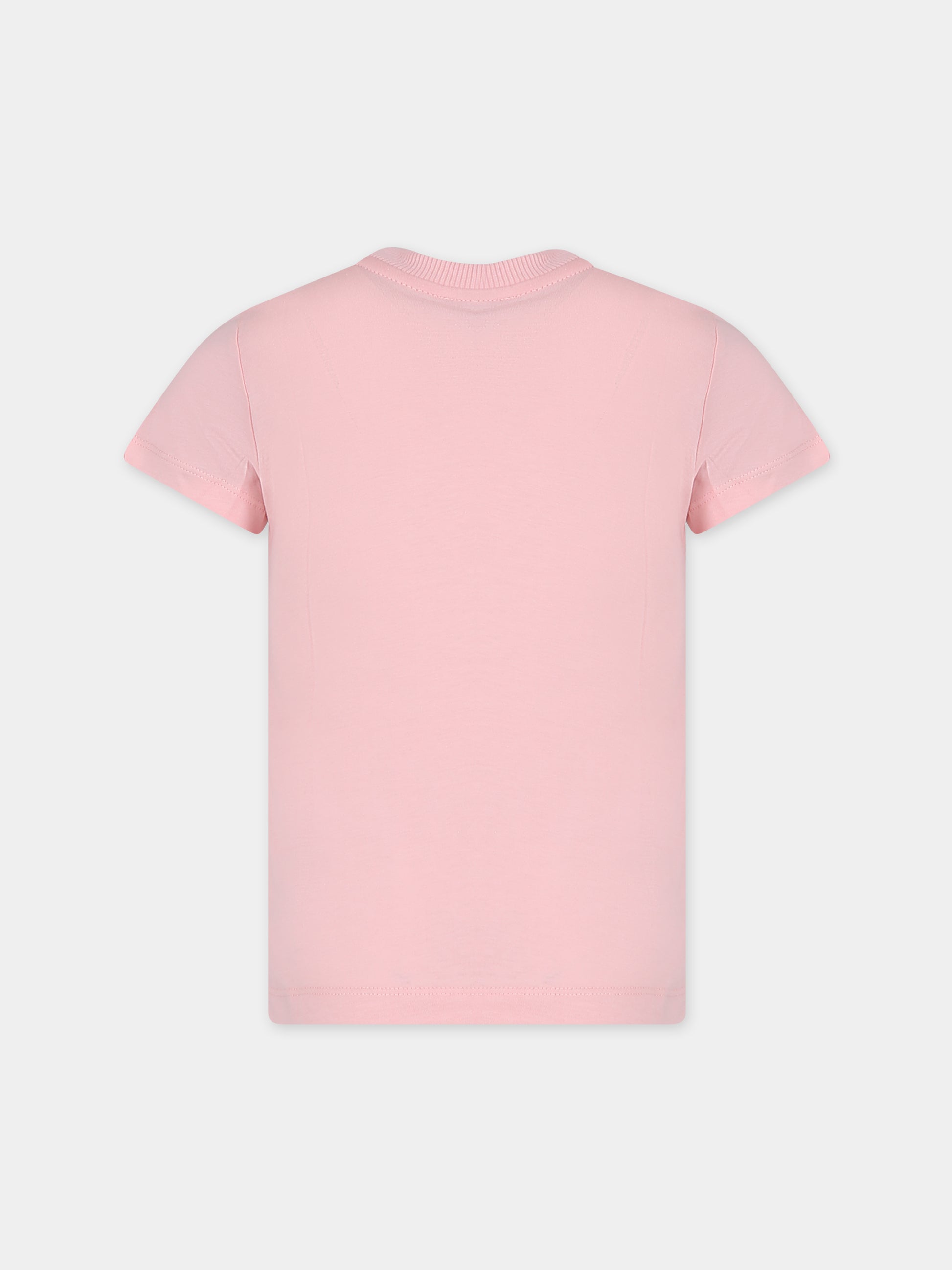 T-shirt rosa per bambina con Teddy Bear e logo,Moschino Kids,HUM04Q LAA03 50209