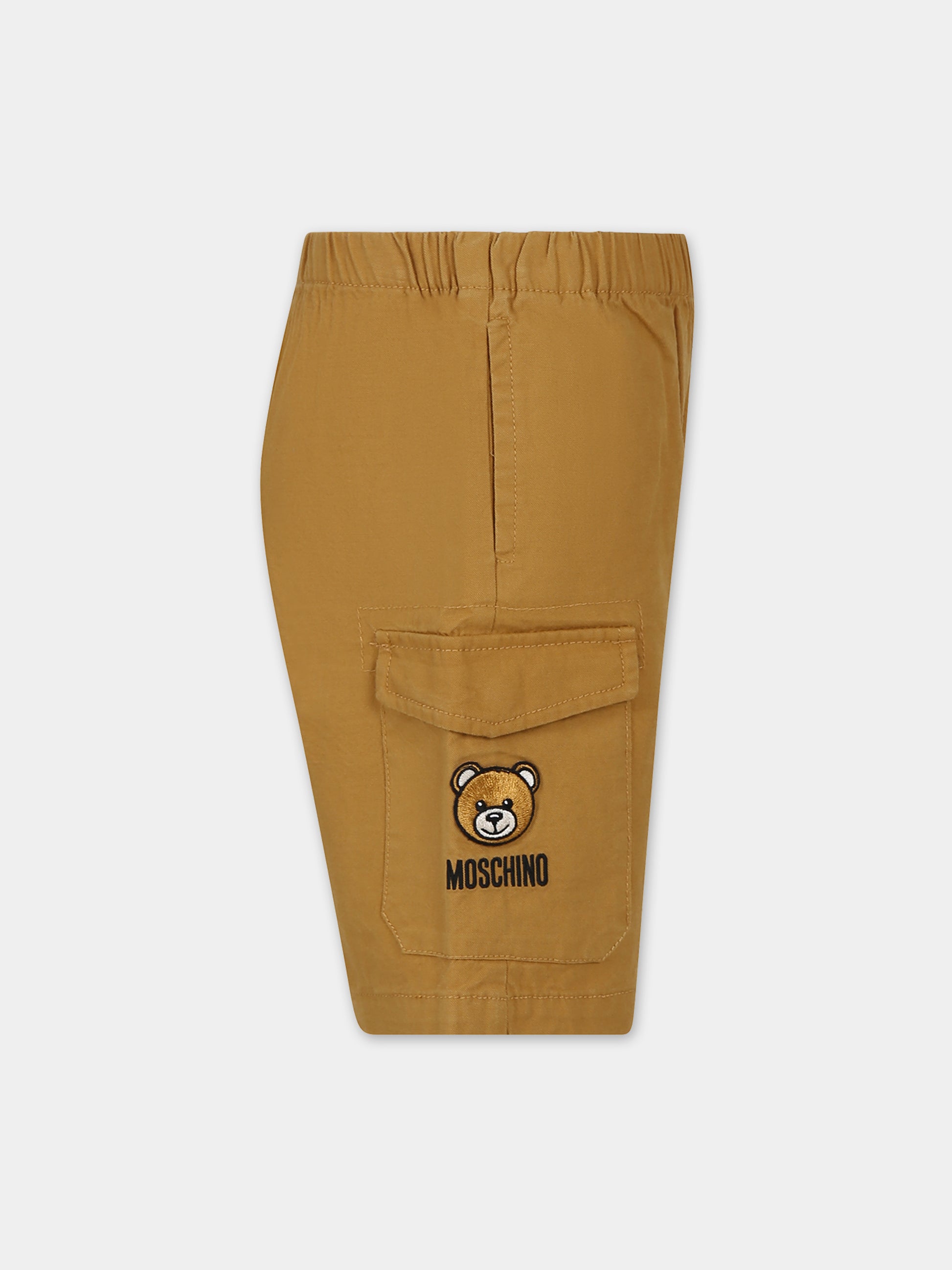 Shorts marroni per bambini con Teddy Bear e logo,Moschino Kids,HUQ01L LUA02 20327