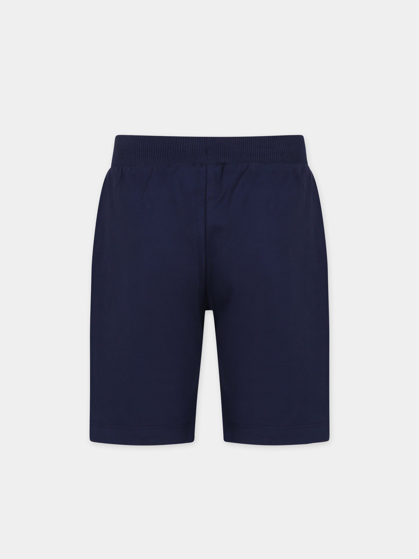 Shorts blu per bambini con Teddy Bers e logo,Moschino Kids,HUQ01O LCA19 40016
